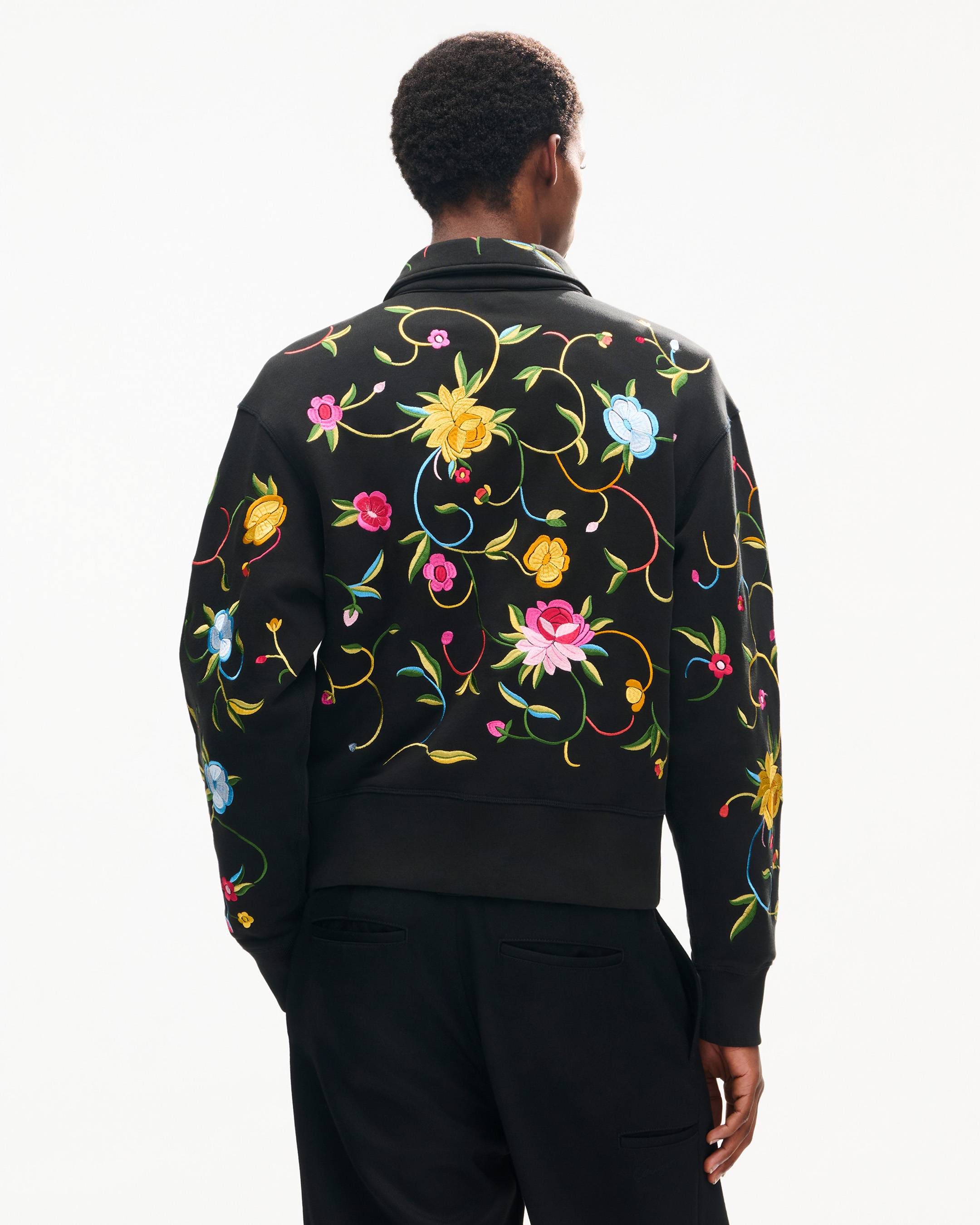 KENZO Wildflower' embroidered half zip sweatshirt in cotton