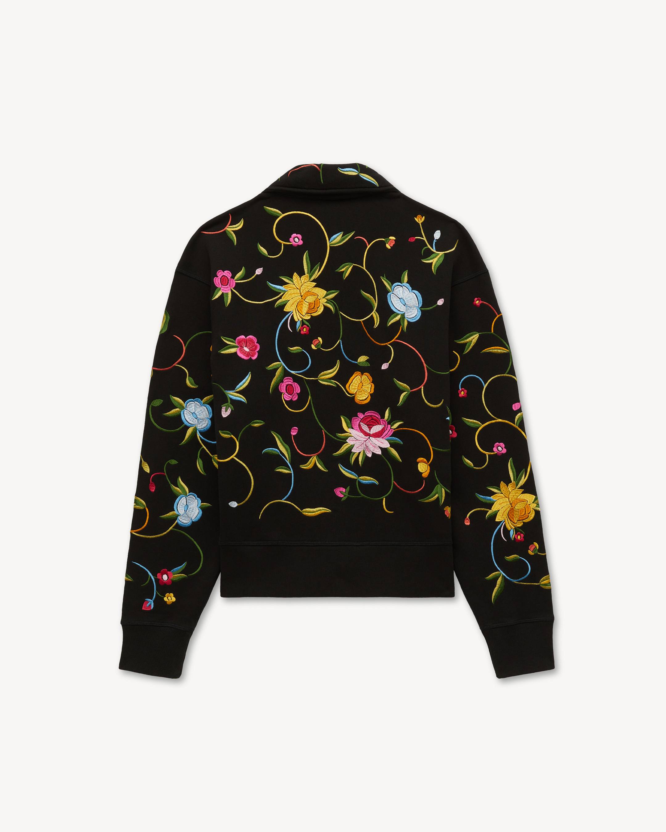 'KENZO Wildflower' embroidered half zip sweatshirt in cotton