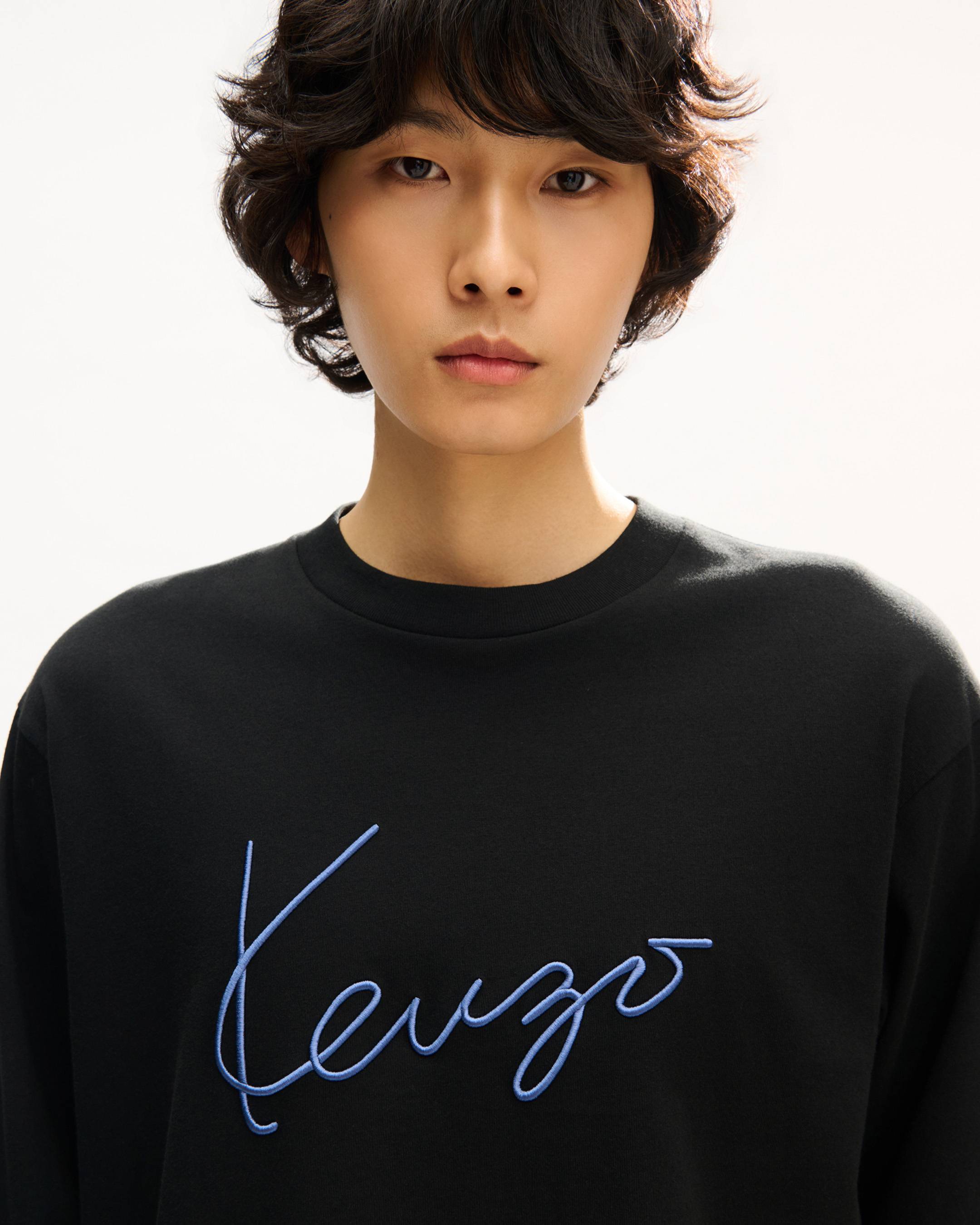 'KENZO Signature' エンブロイダリー ロング スリーブ Tシャツ イン コットン