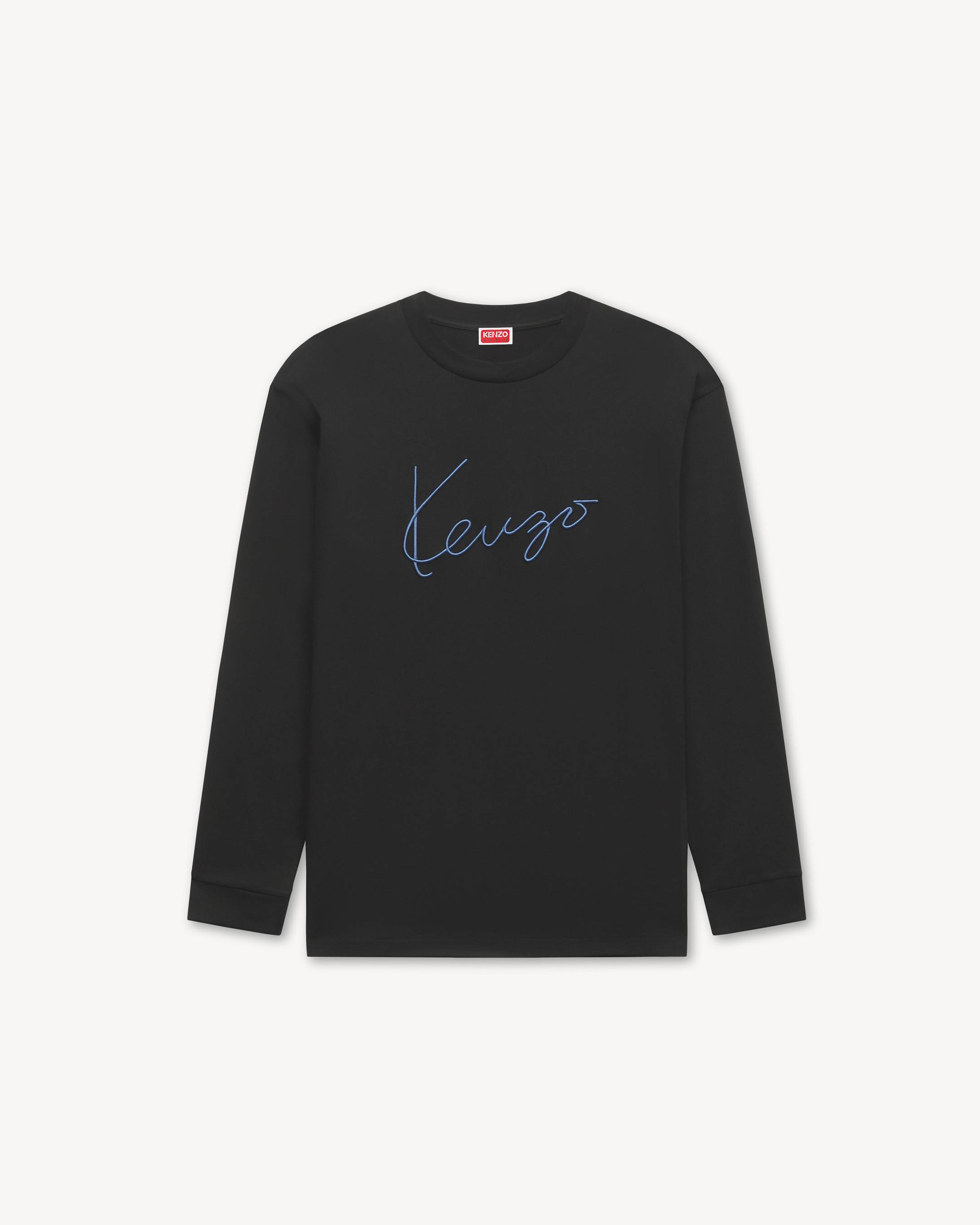 'KENZO Signature' エンブロイダリー ロング スリーブ Tシャツ イン コットン