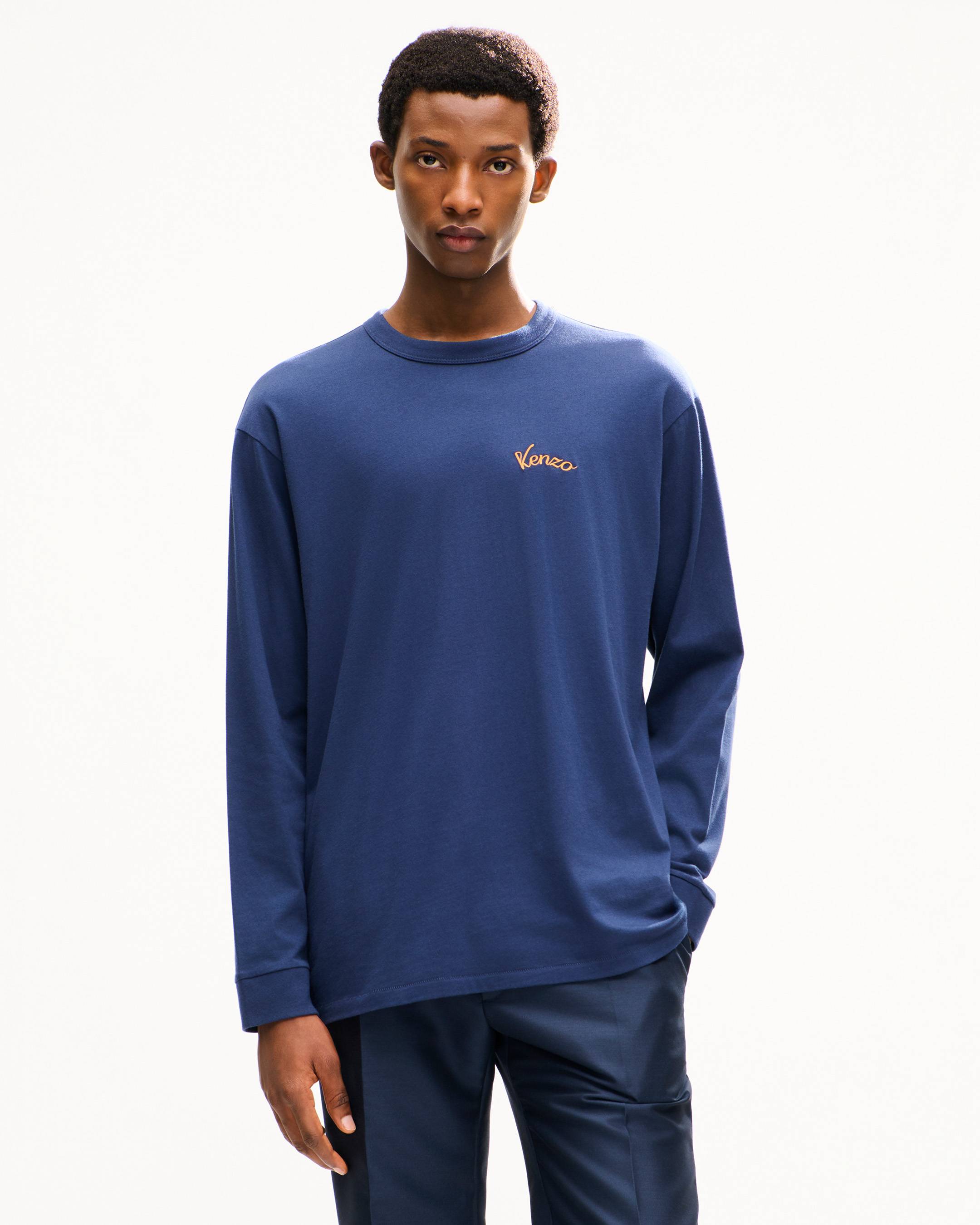 'KENZO Eiffel Tower Design' embroidered long sleeves T-shirt in cotton