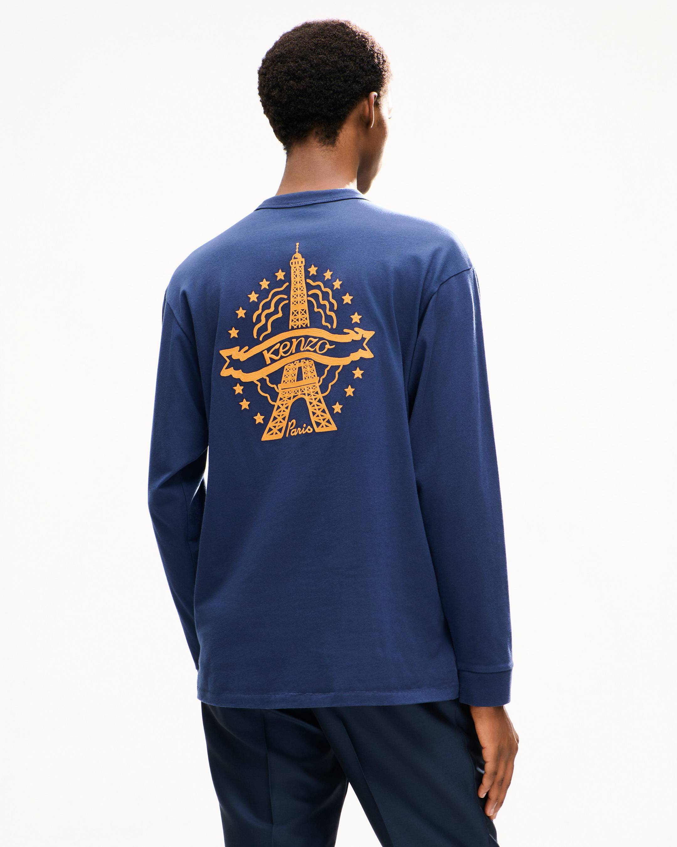 'KENZO Eiffel Tower Design' embroidered long sleeves T-shirt in cotton