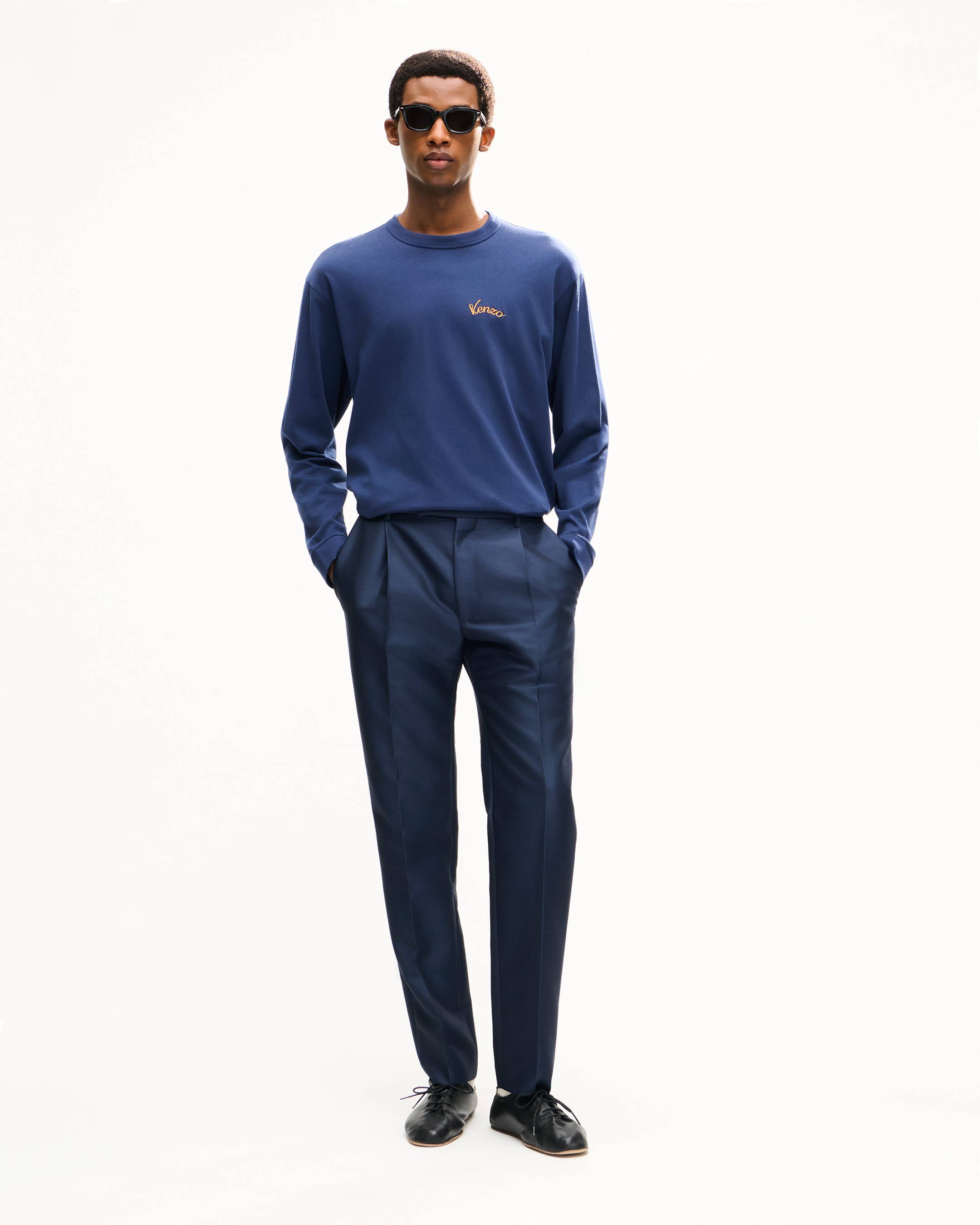 'KENZO Eiffel Tower Design' embroidered long sleeves T-shirt in cotton