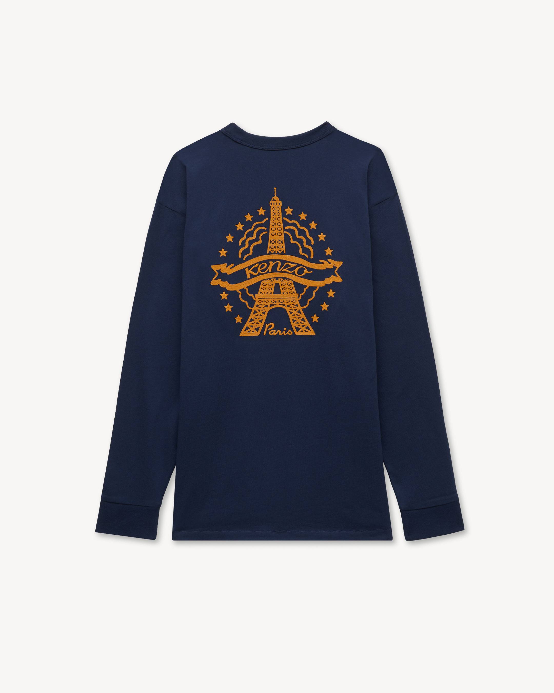 'KENZO Eiffel Tower Design' embroidered long sleeves T-shirt in cotton
