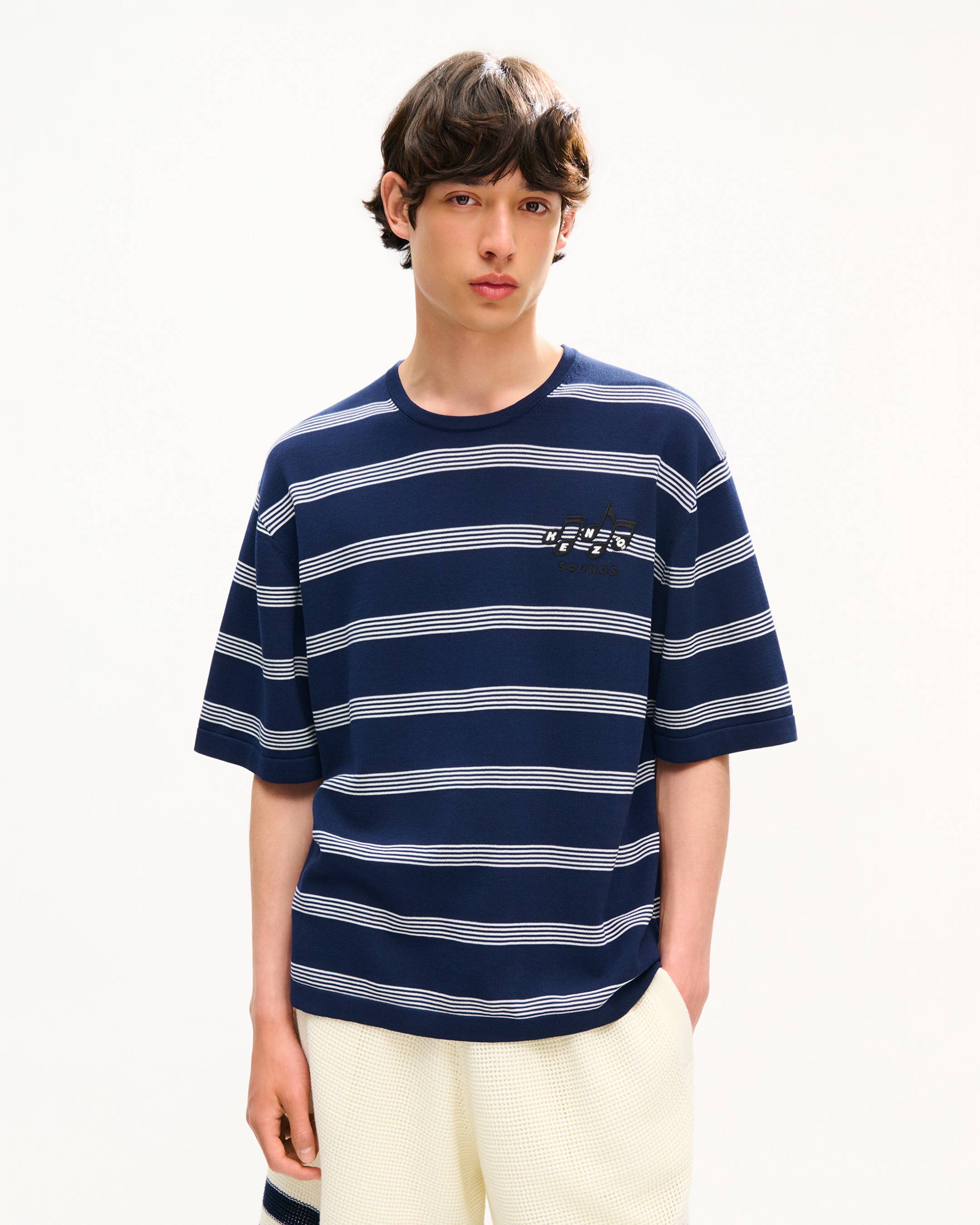 'KENZO Sounds' embroidered mariniere T-shirt in light cotton