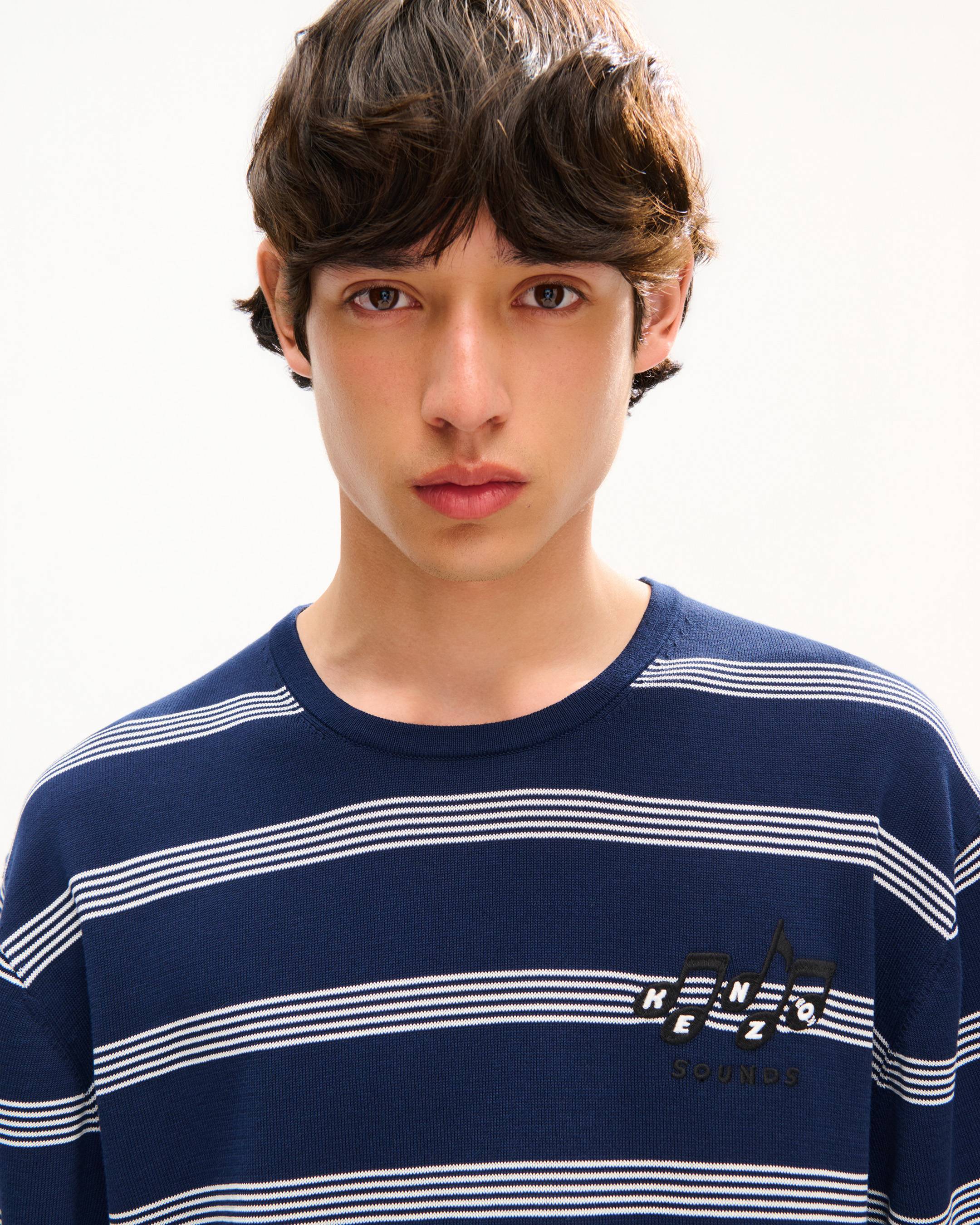 'KENZO Sounds' embroidered mariniere T-shirt in light cotton