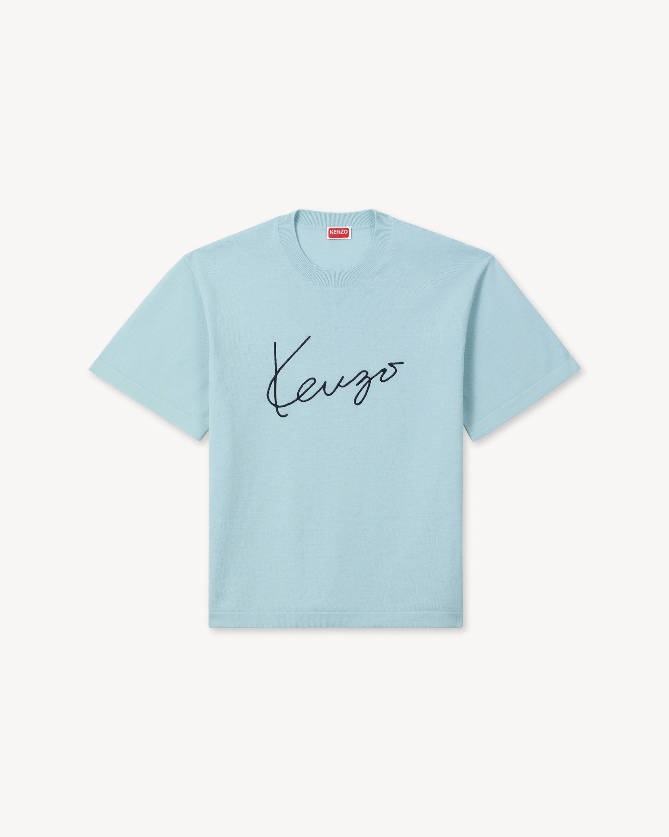 Kengo 14 サイン入りシャツ KENZO Signature' embroidered T-shirt in merino wool | Men's | KENZO