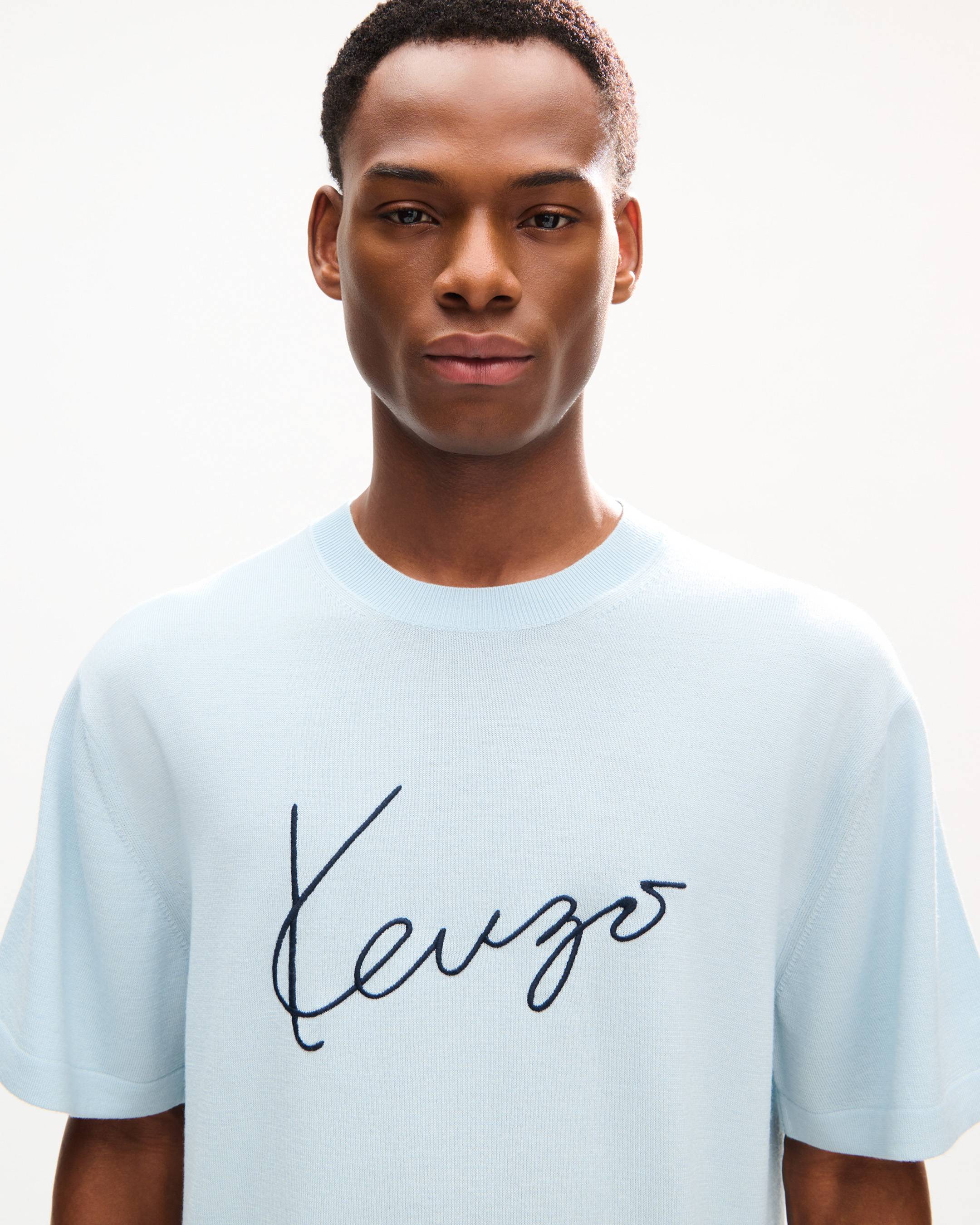 KENZO Signature' embroidered T-shirt in merino wool | Men's | KENZO