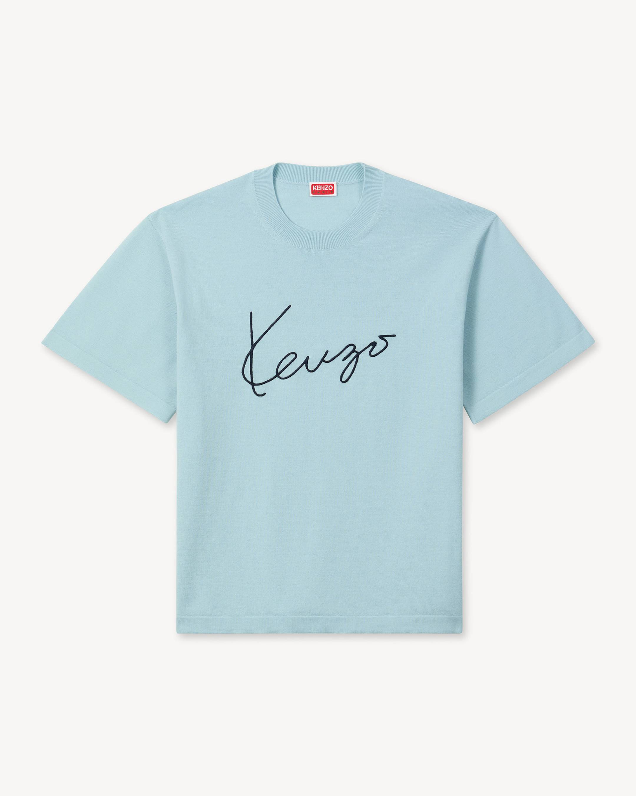 Kengo 14 サイン入りシャツ KENZO Signature' embroidered T-shirt in merino wool | Men's | KENZO