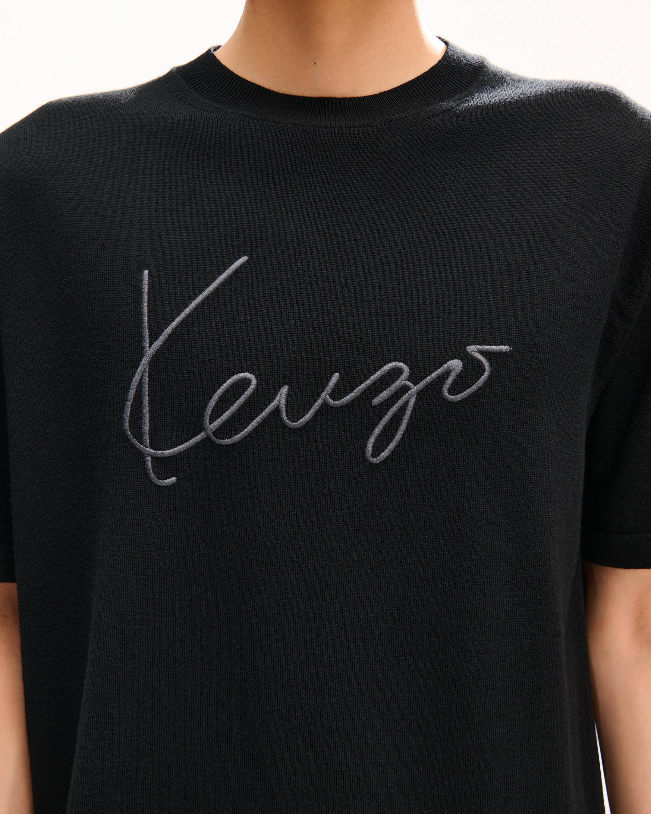 T-shirt brod&eacute; 'KENZO Signature' en laine m&eacute;rinos