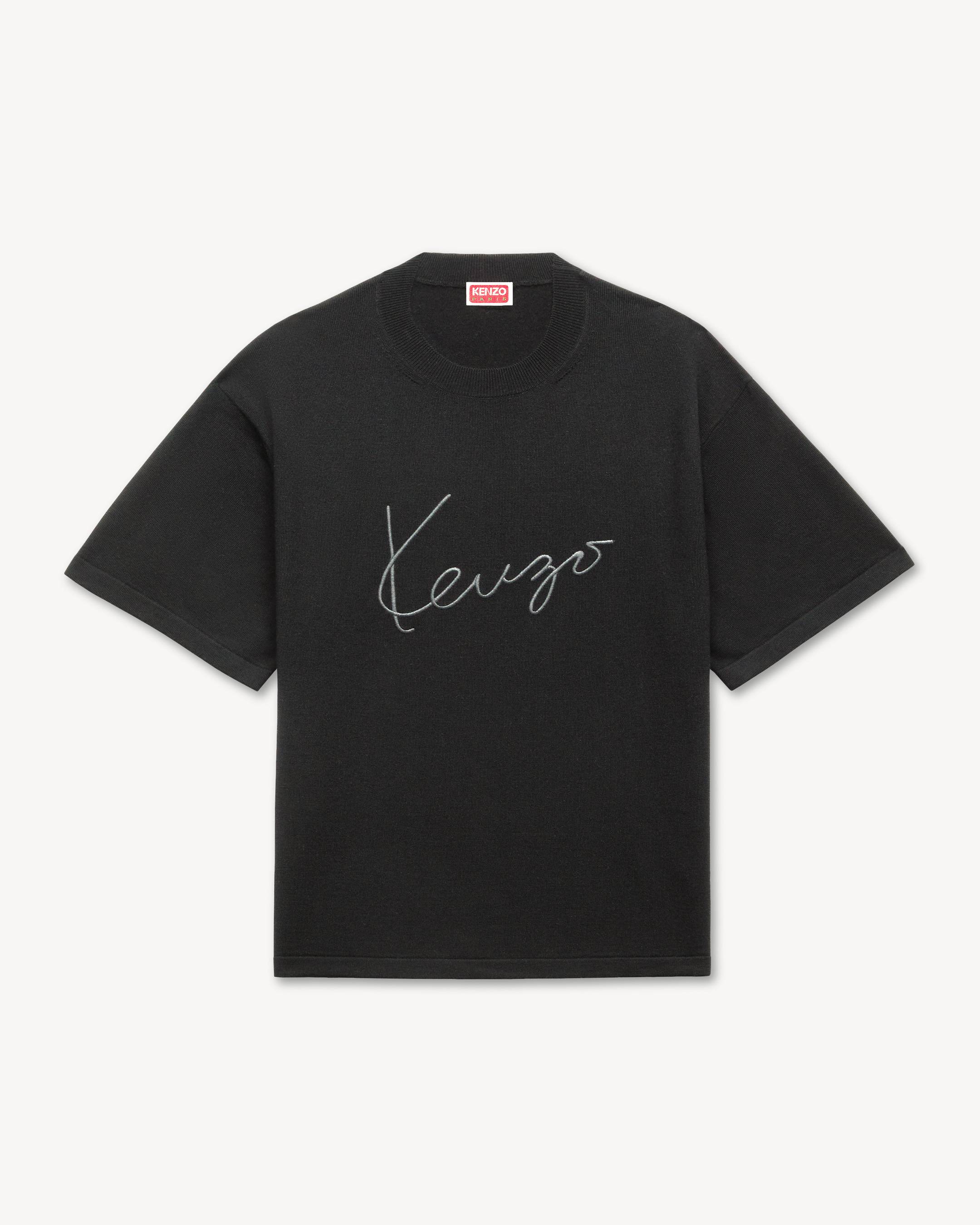 'KENZO Signature' embroidered T-shirt in merino wool