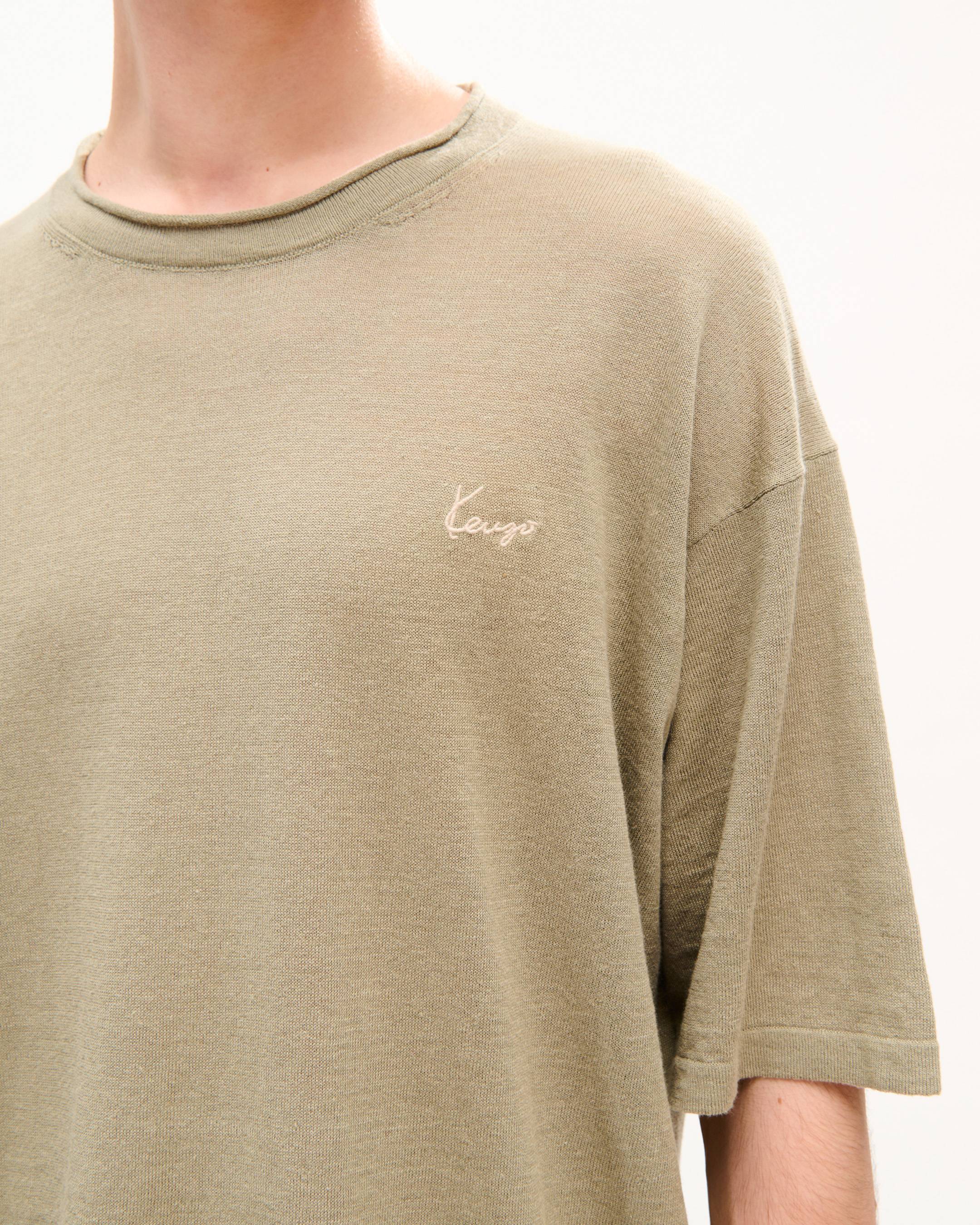 'KENZO Signature' エンブロイダリー ライト Tシャツ イン リネン コットン
