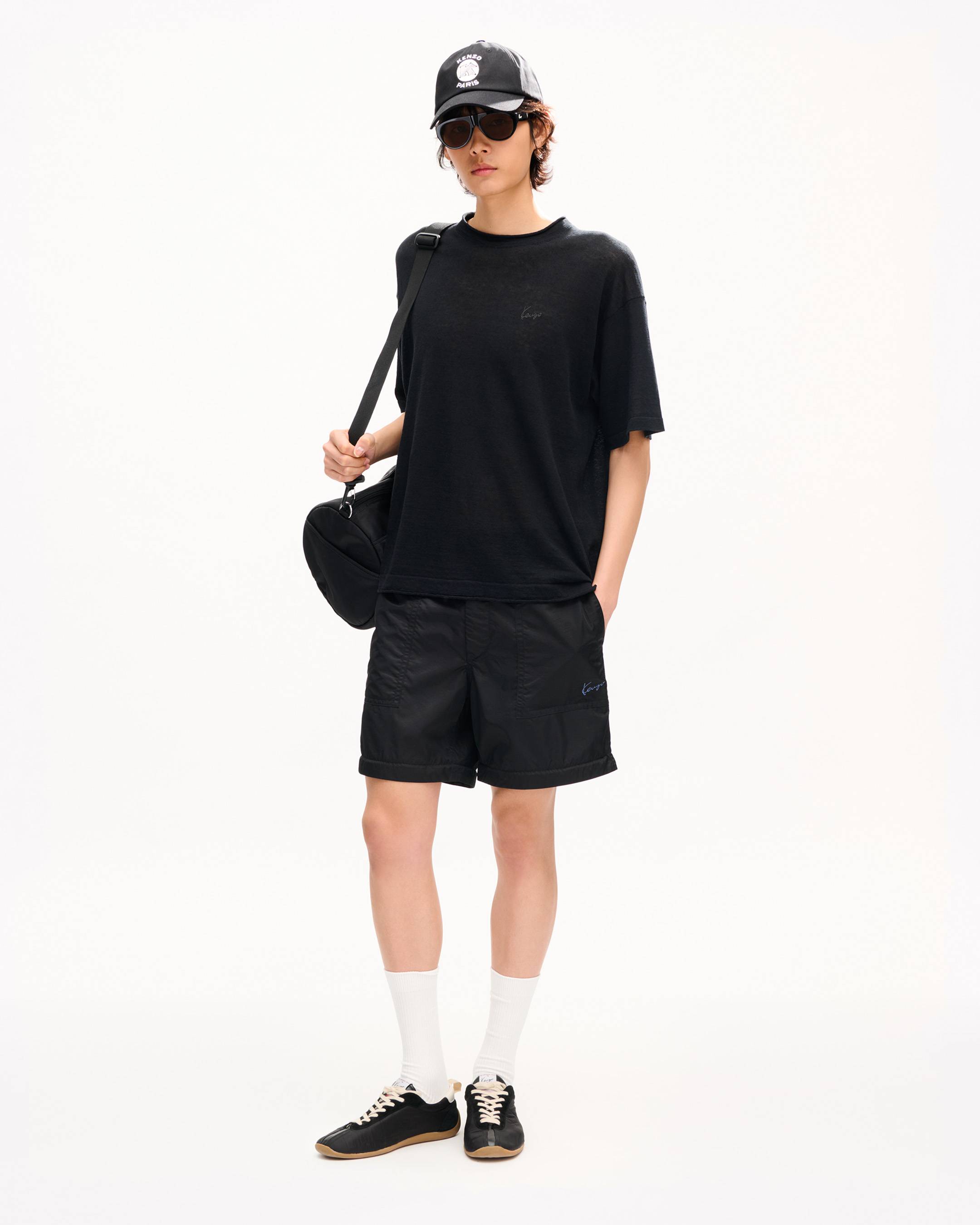 'KENZO Signature' エンブロイダリー ライト Tシャツ イン リネン コットン