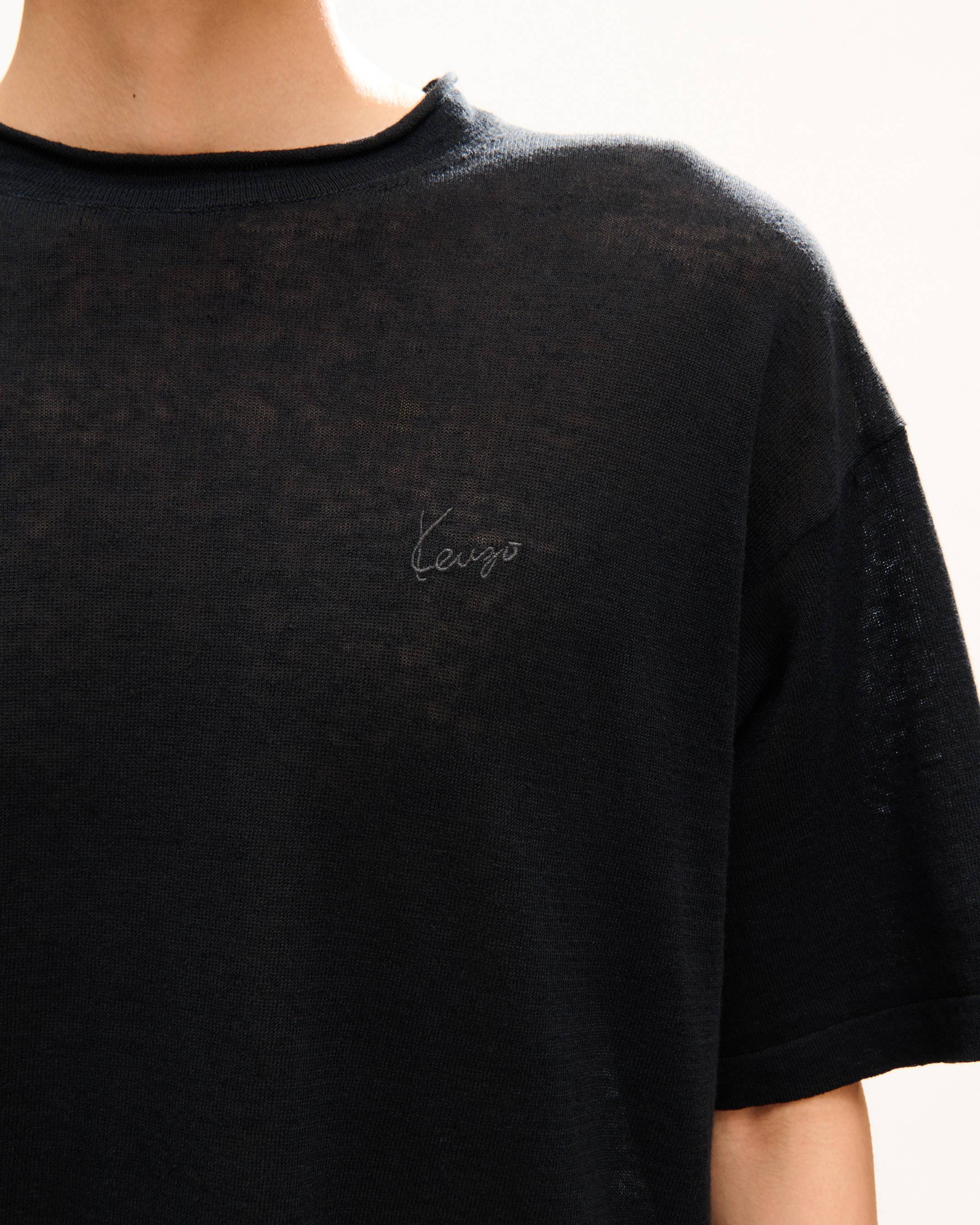 'KENZO Signature' エンブロイダリー ライト Tシャツ イン リネン コットン