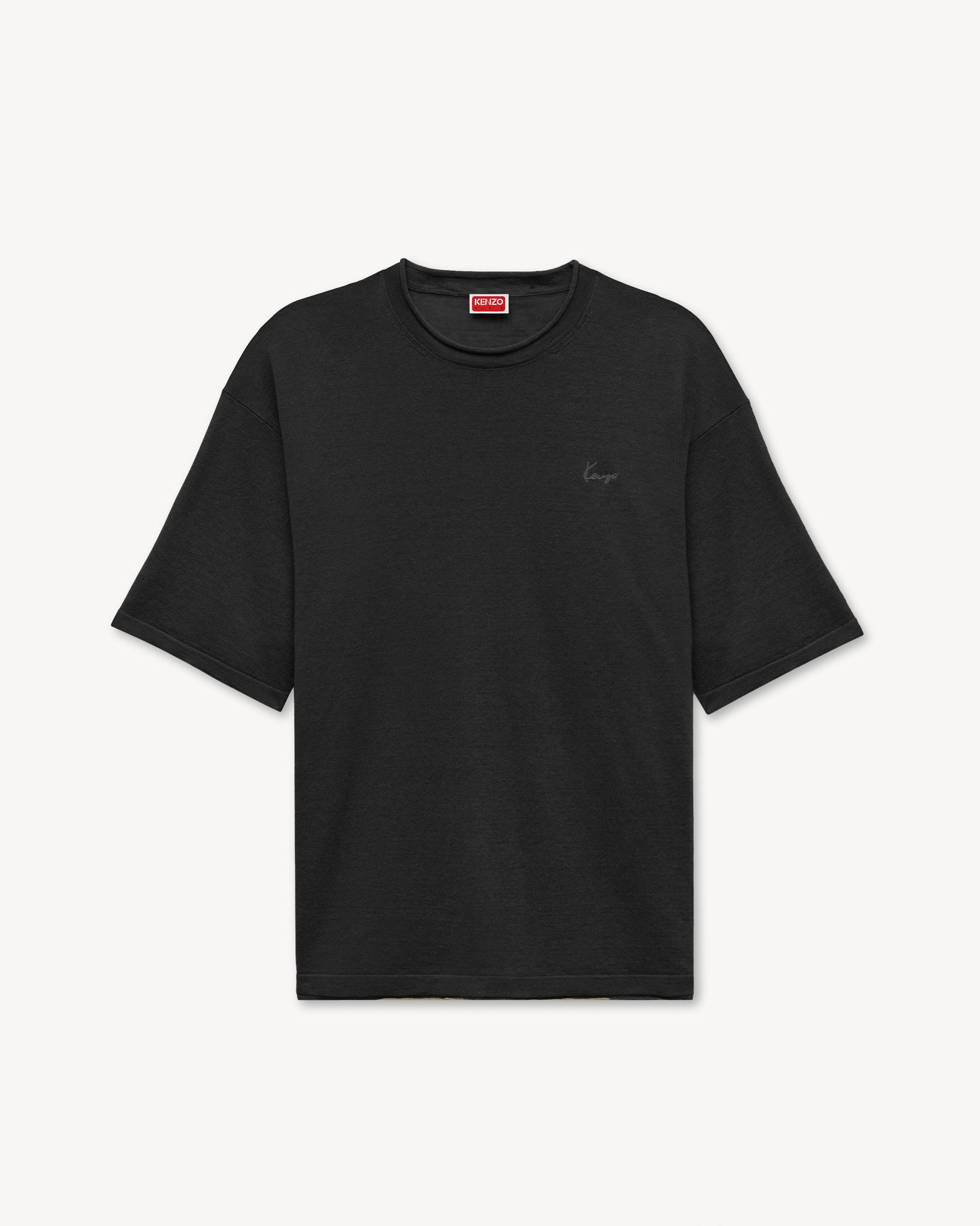 KENZO Signature' embroidered light T-shirt in linen cotton | Men's