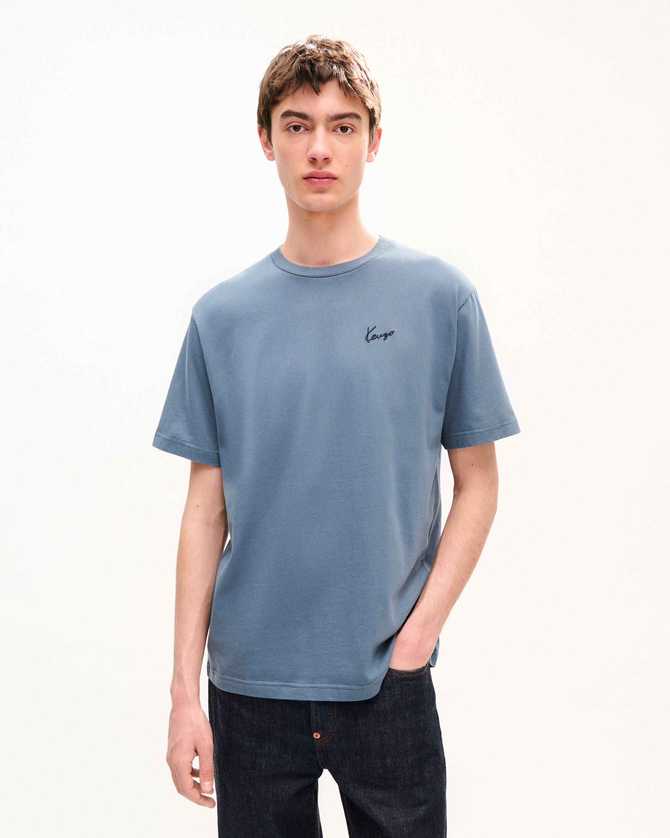 T-shirt in cotone ricamata 'KENZO Signature'