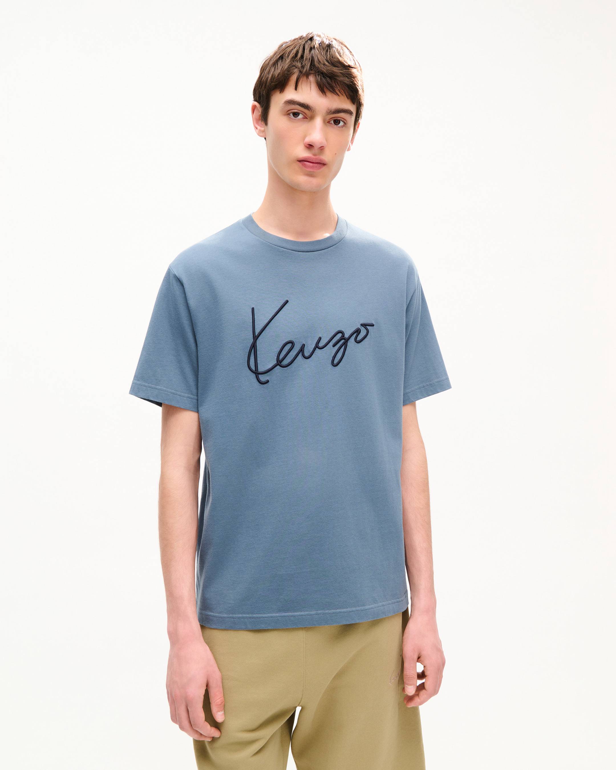 T-shirt in cotone ricamata 'KENZO Signature'