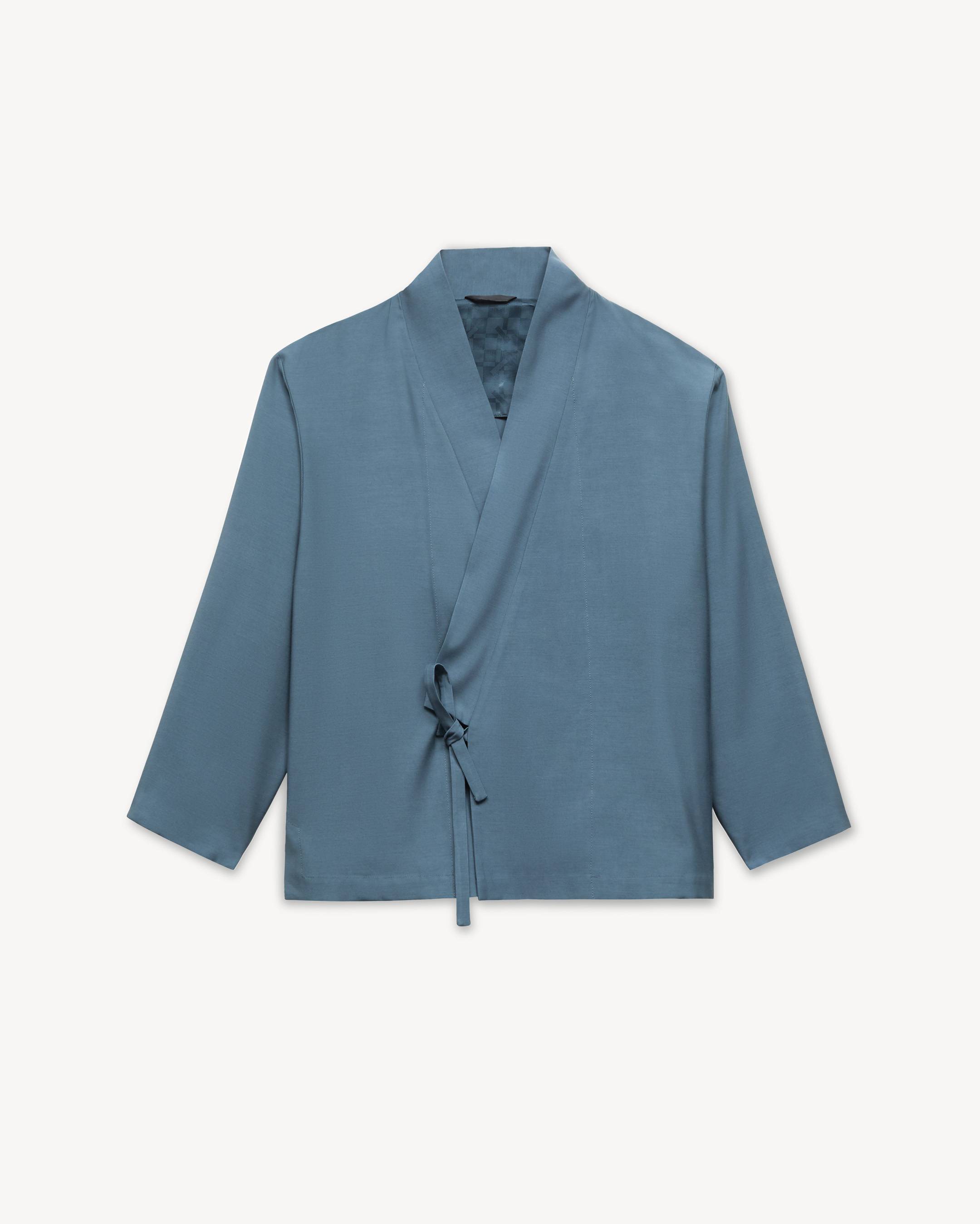 Veste kimono en viscose de laine recycl&eacute;e