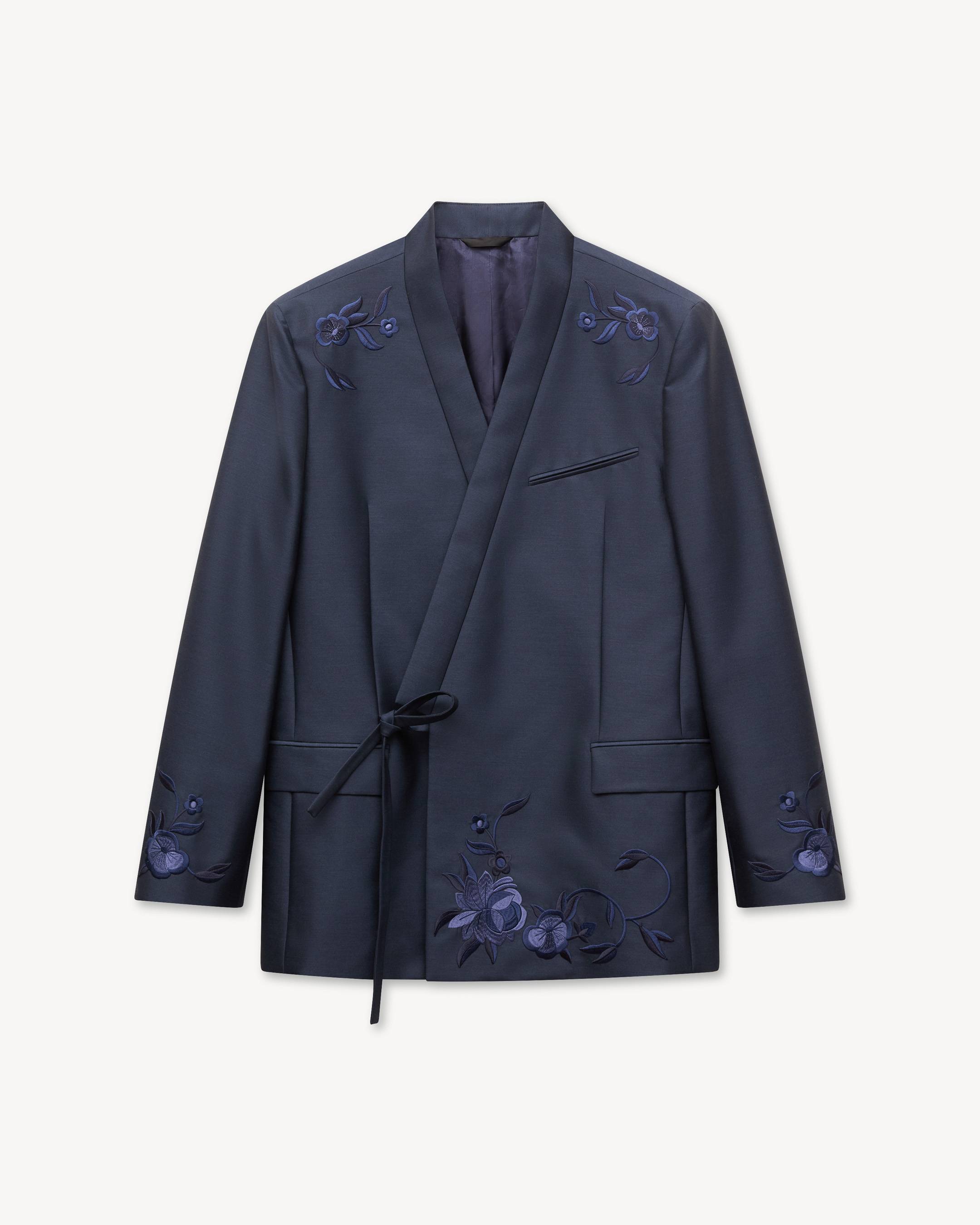 KENZO Wildflower' embroidered kimono tailored jacket in virgin