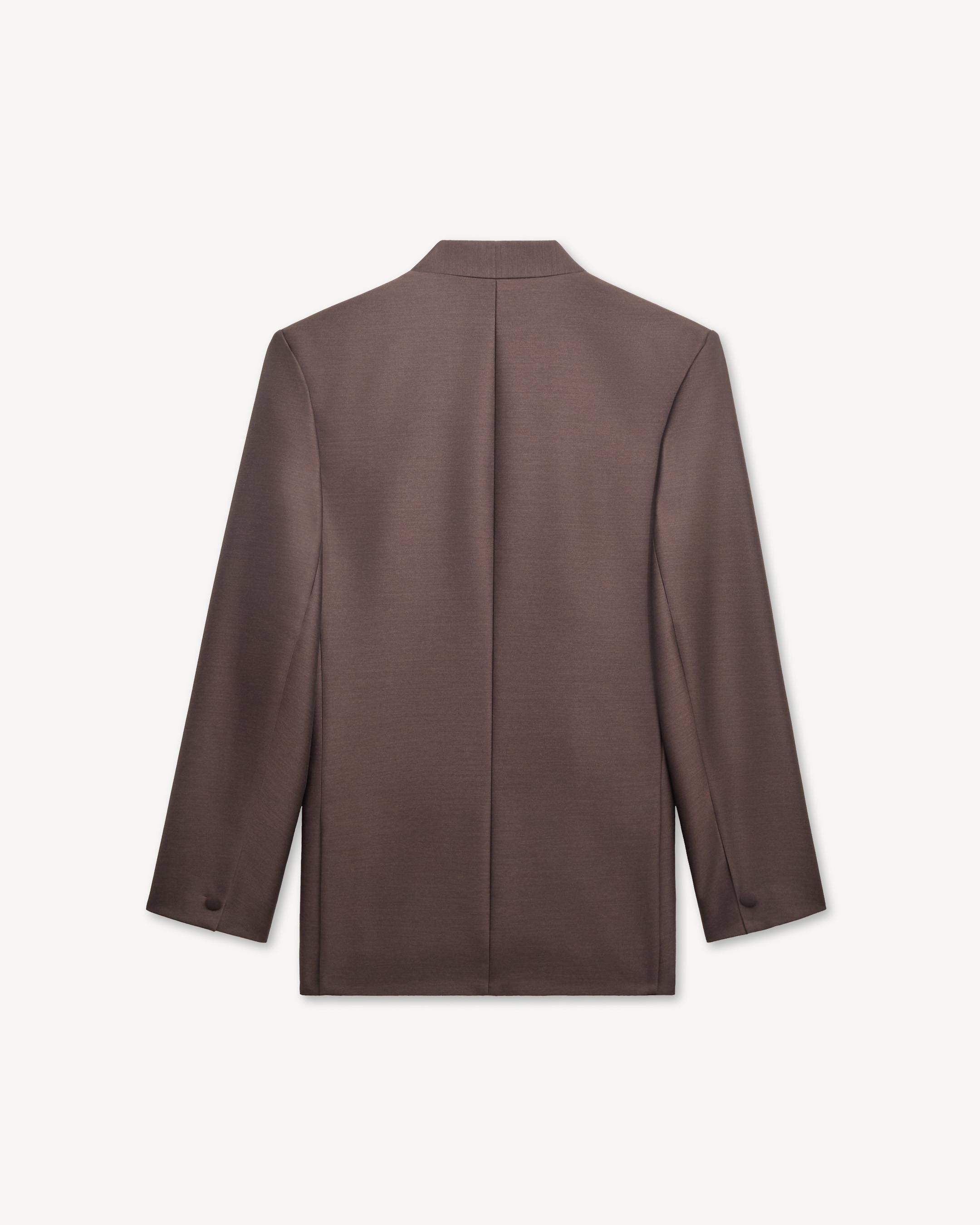 Chaqueta kimono cruzada estilo sastre en lana virgen y seda