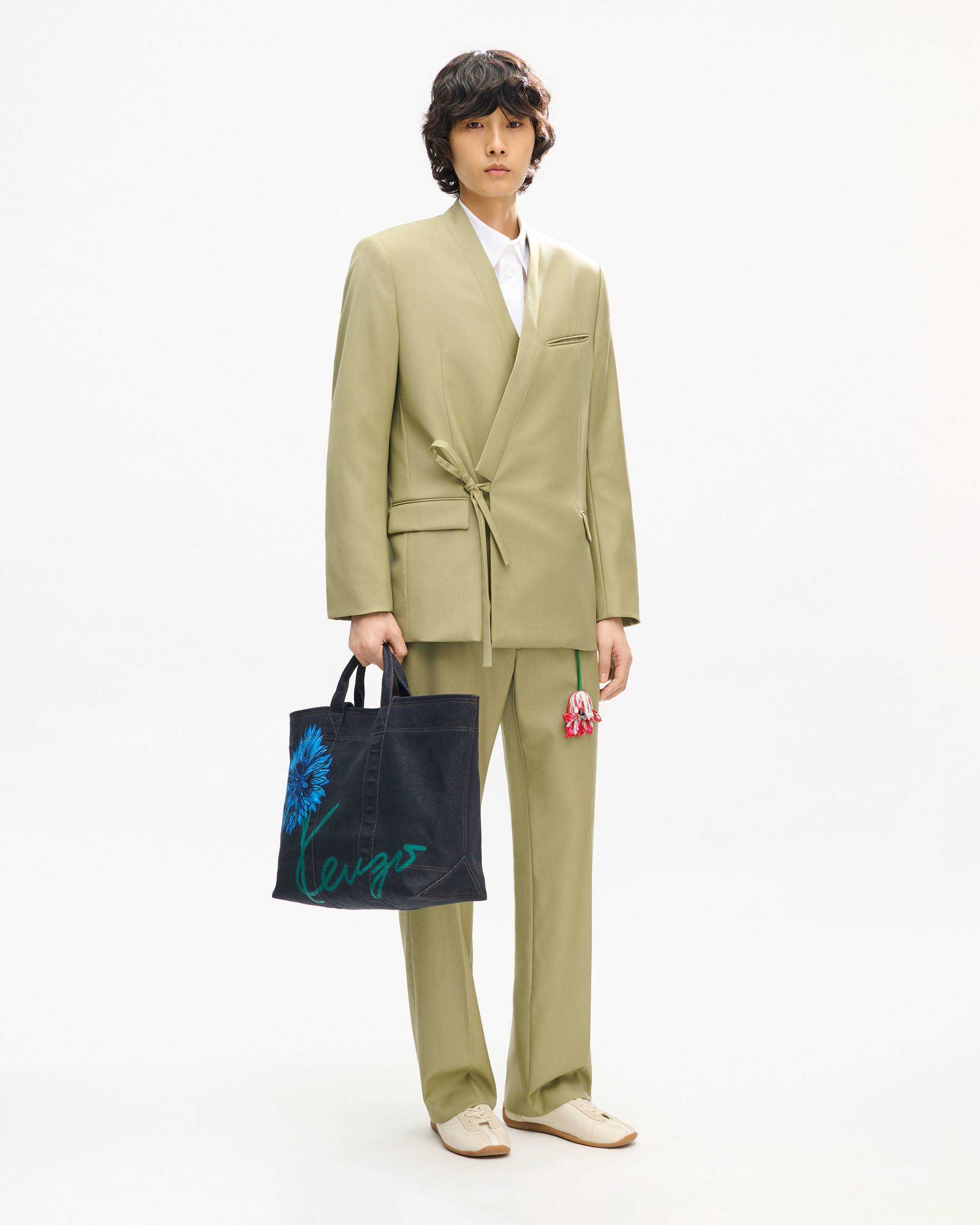 Veste de costume kimono double boutonnage en laine vierge