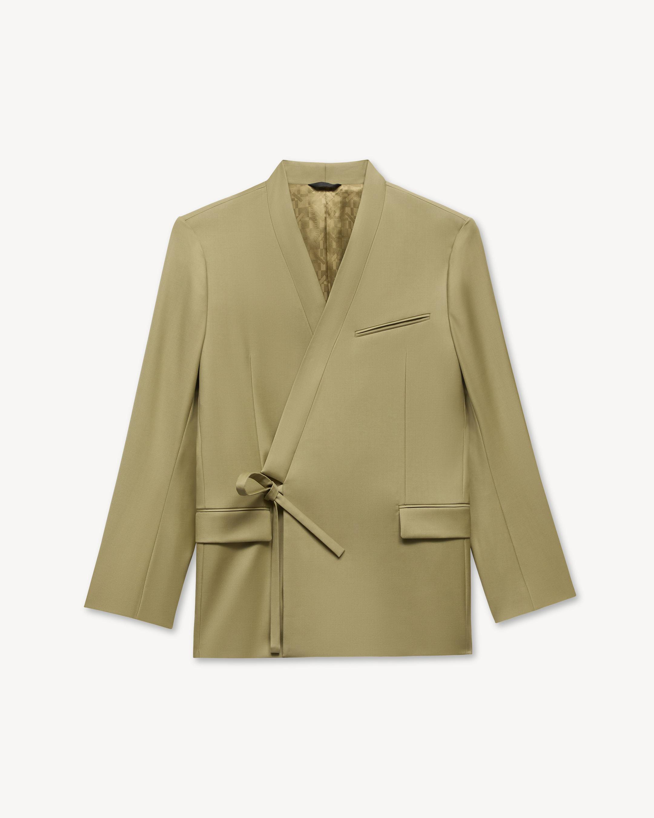 Veste de costume kimono double boutonnage en laine vierge