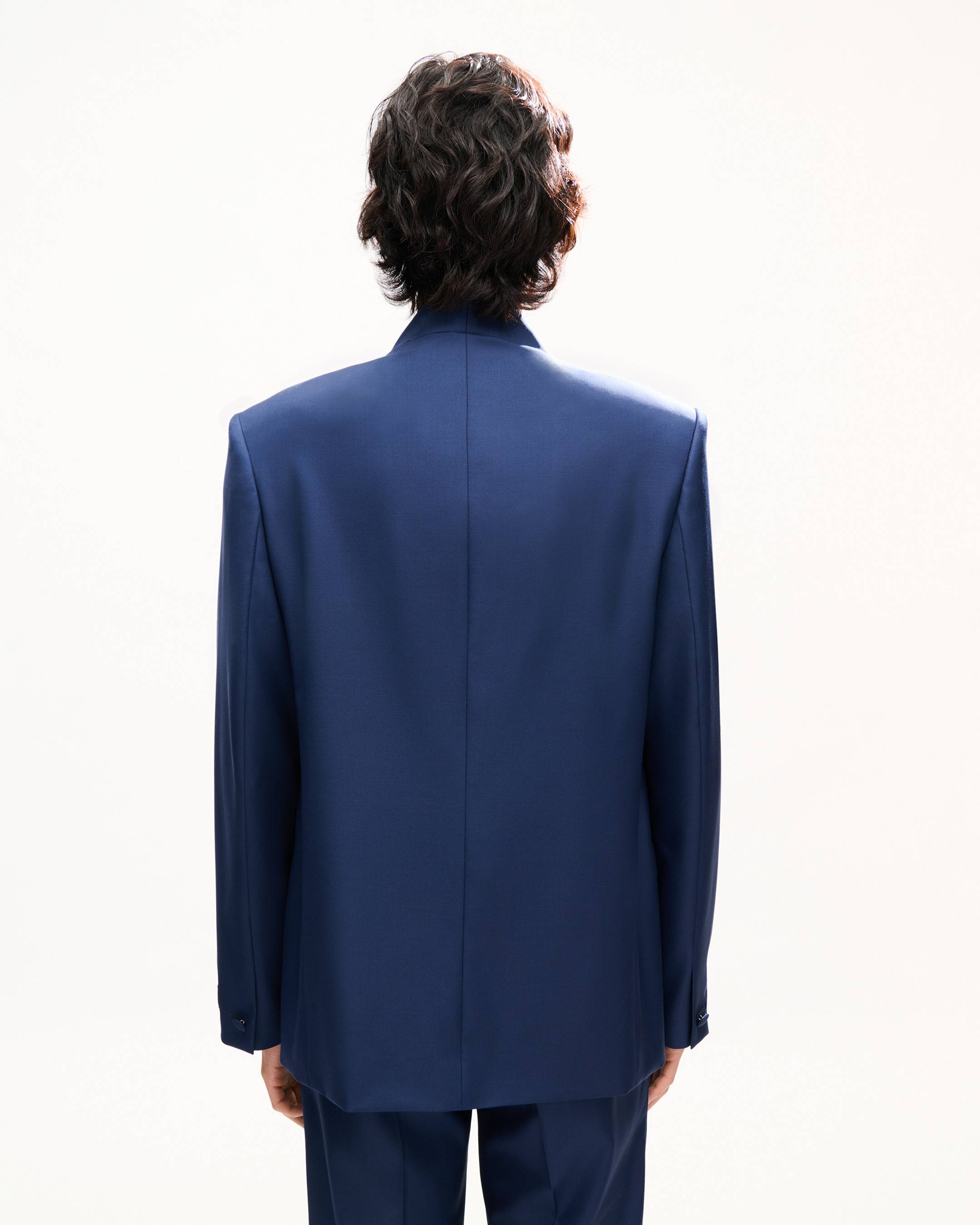 Veste de costume kimono &agrave; simple boutonnage en laine vierge