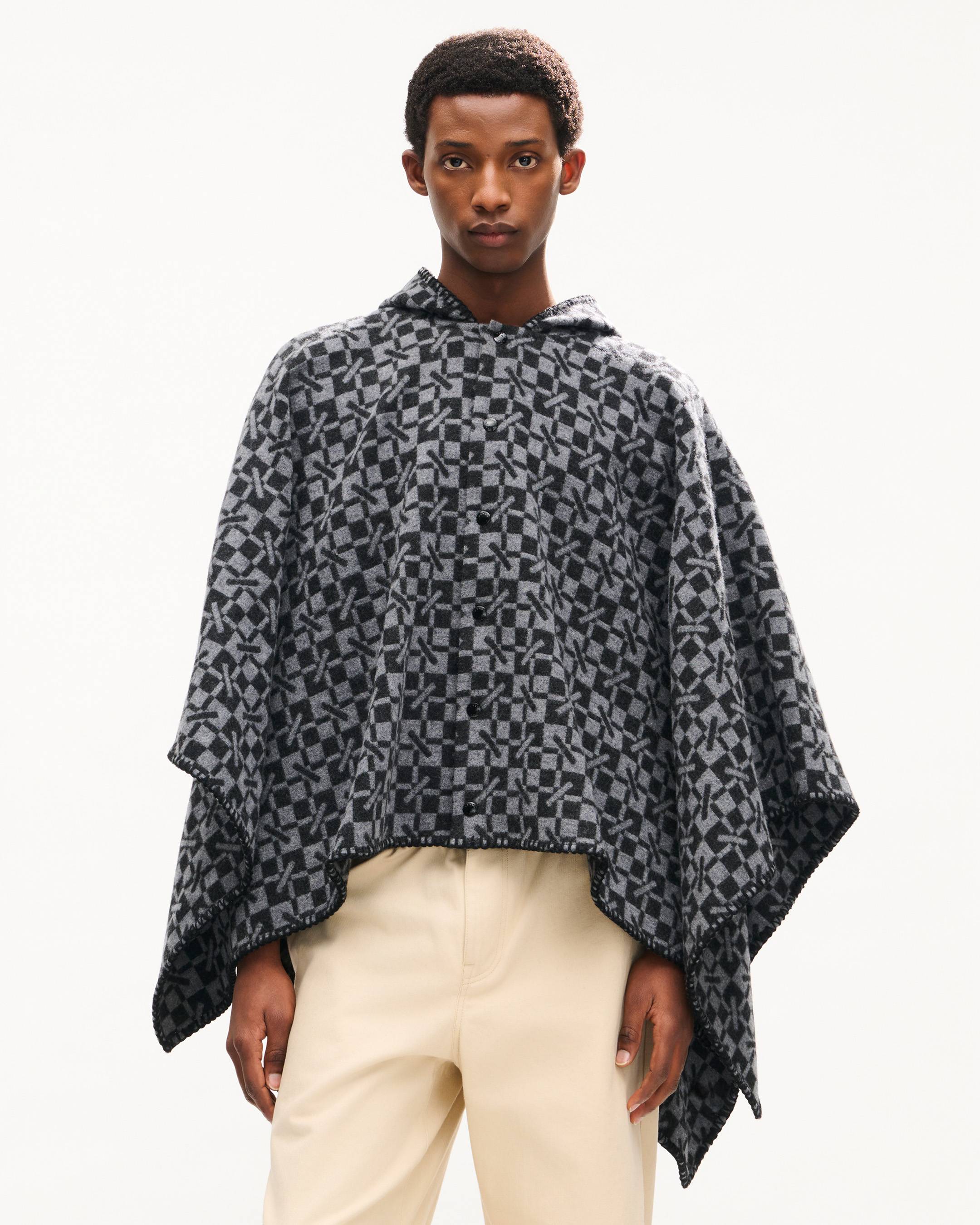 Poncho 'Kenzogram' en laine
