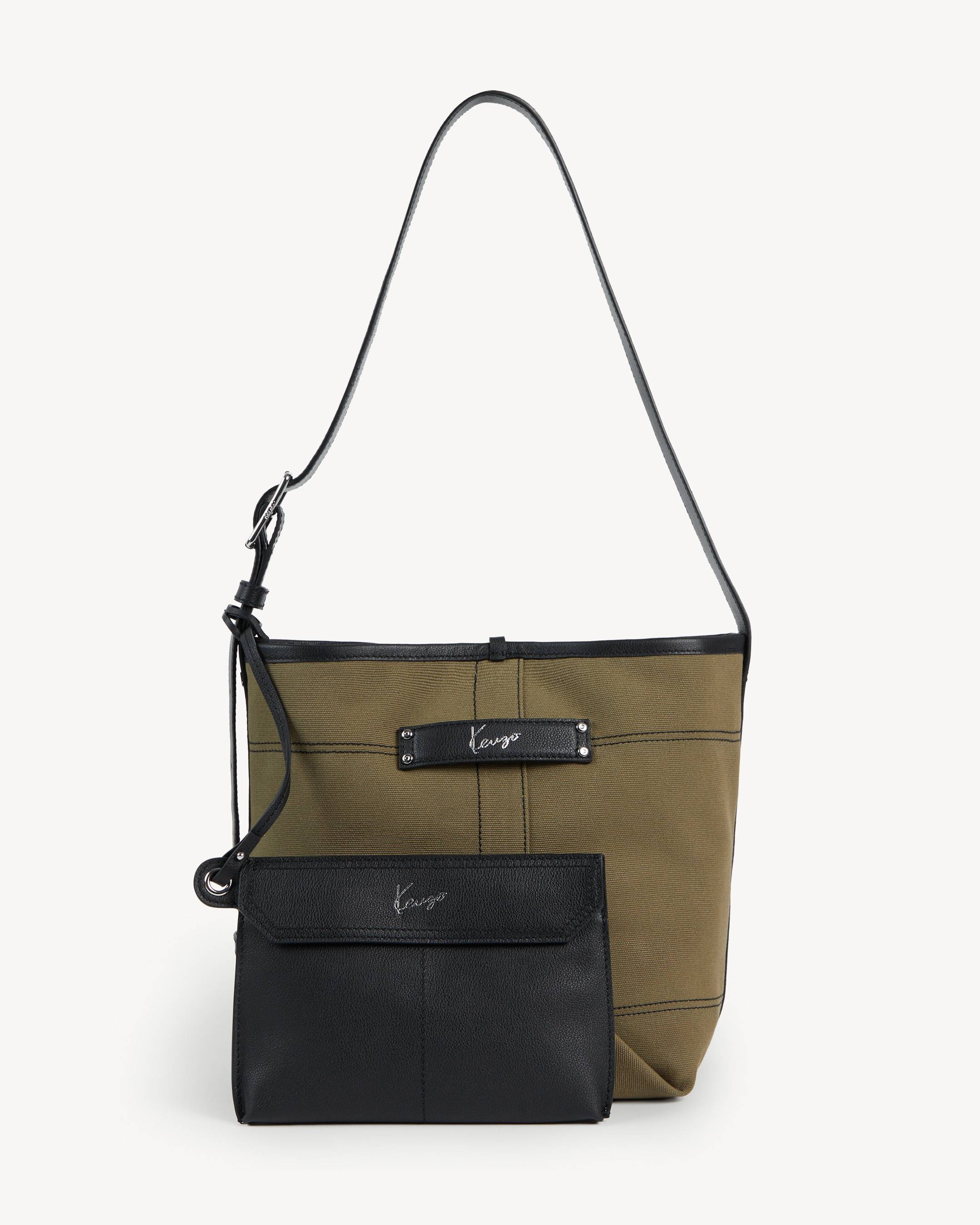 'KENZO Utility' reversible bucket bag in canvas and leather