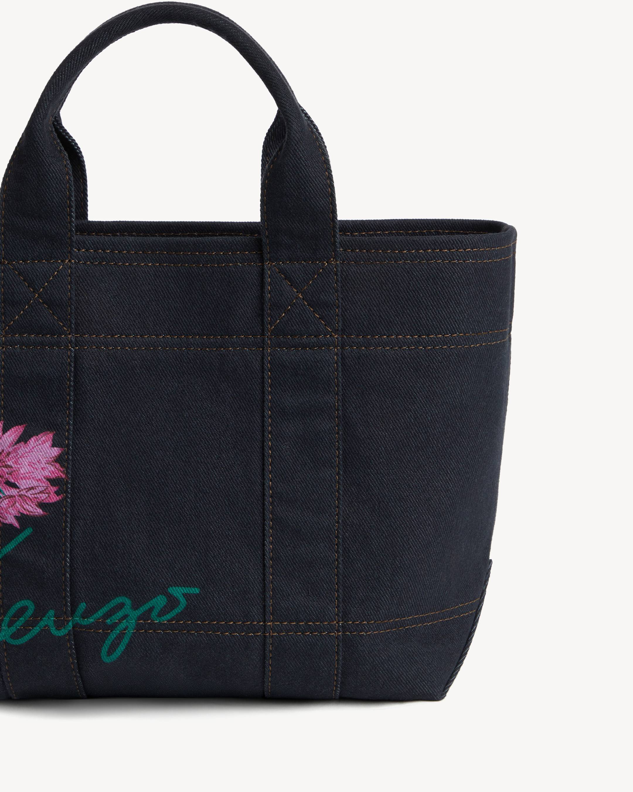 Petit tote bag 'KENZO Tulip' en serg&eacute; fa&ccedil;on denim