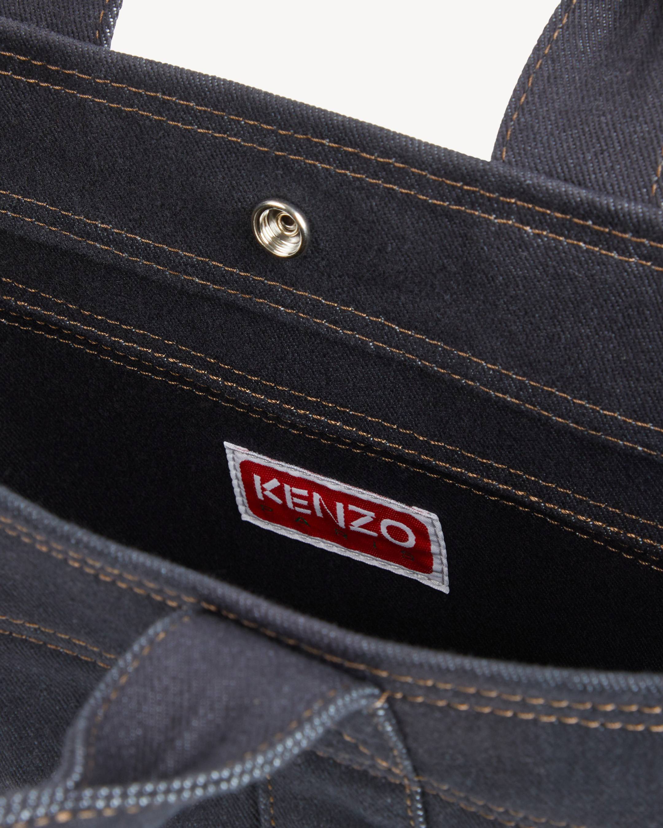 Petit tote bag 'KENZO Tulip' en serg&eacute; fa&ccedil;on denim