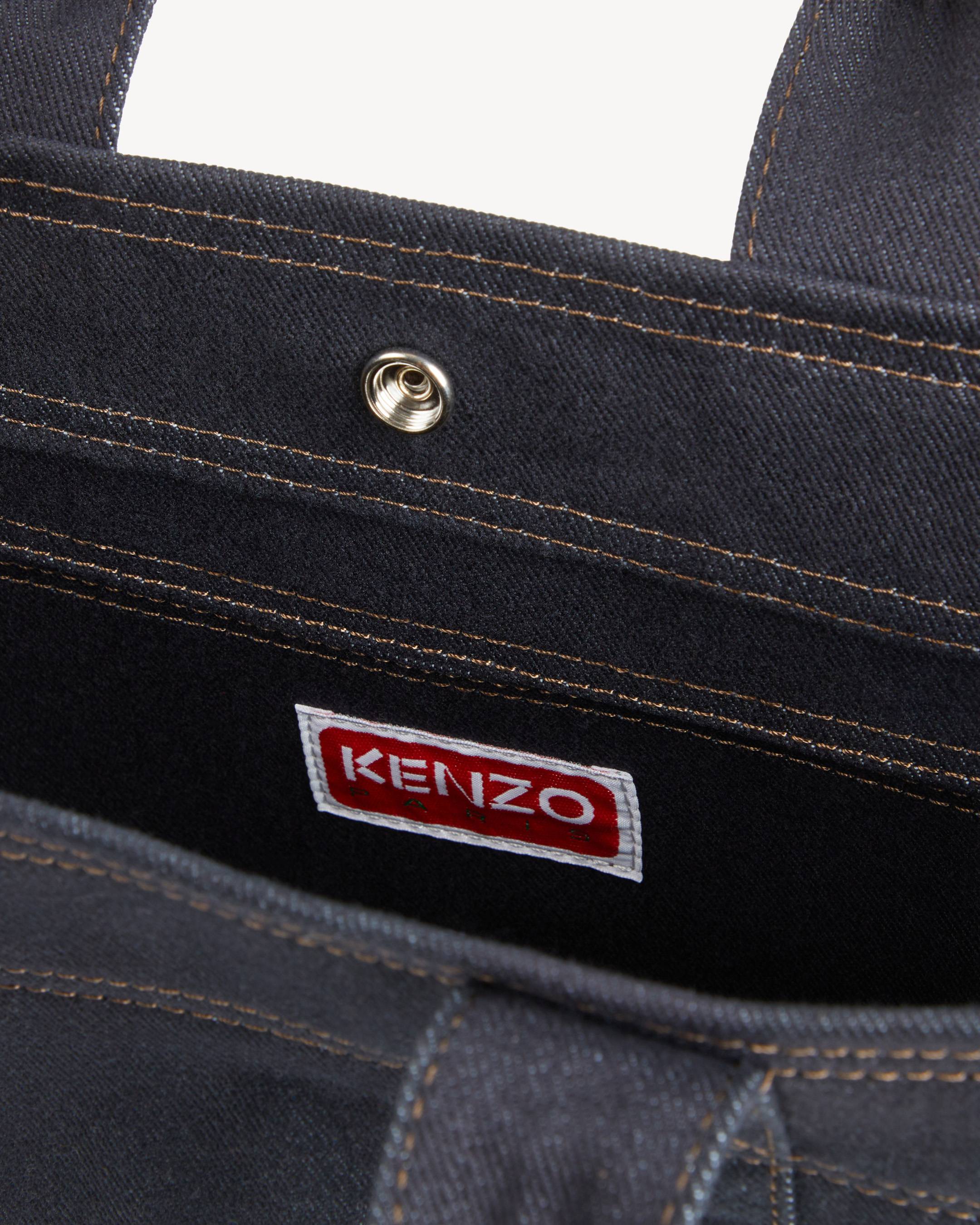 Grand tote bag 'KENZO Tulip' en serg&eacute; fa&ccedil;on denim