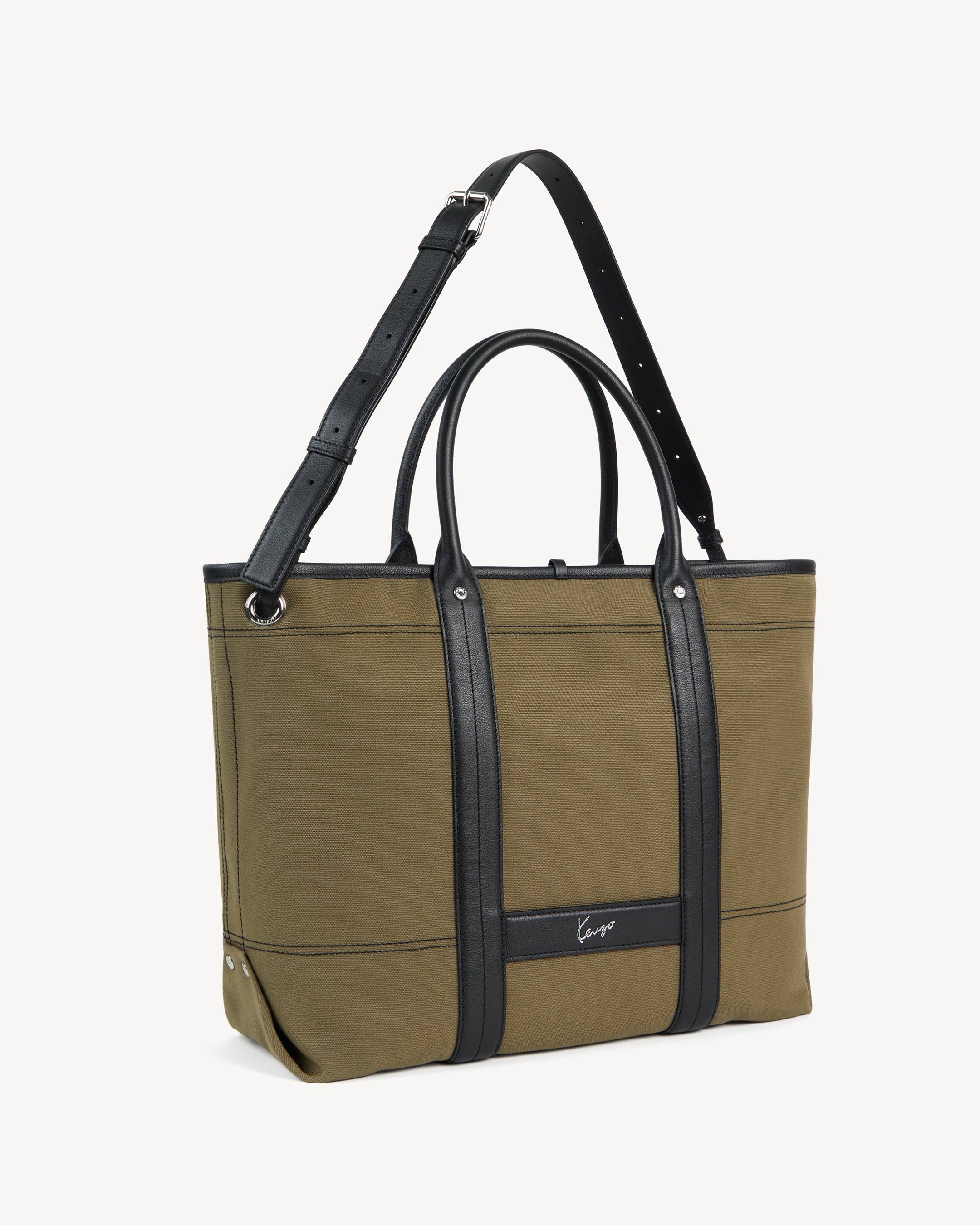 KENZO Utility' reversible large tote bag in canvas and leather | KENZO