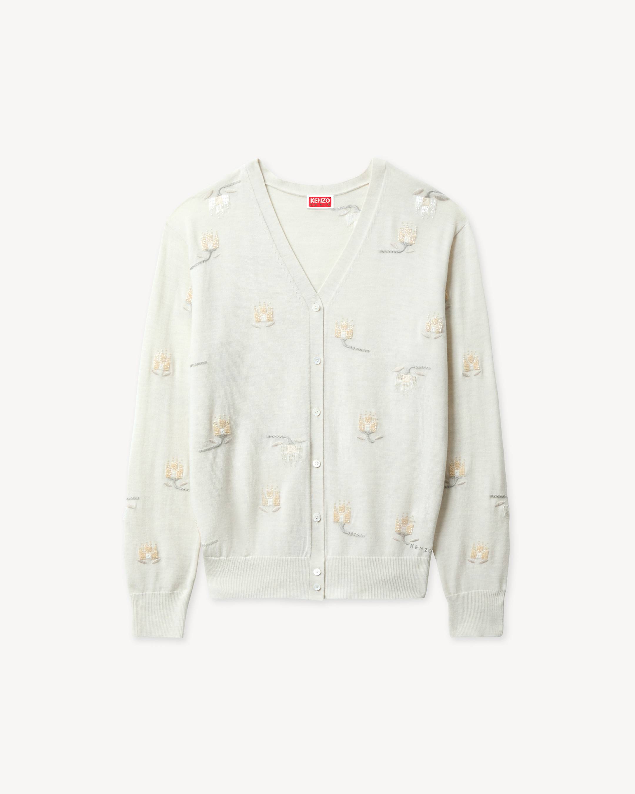 Cardigan 'KENZO Ikat Flower' en laine m&eacute;rinos