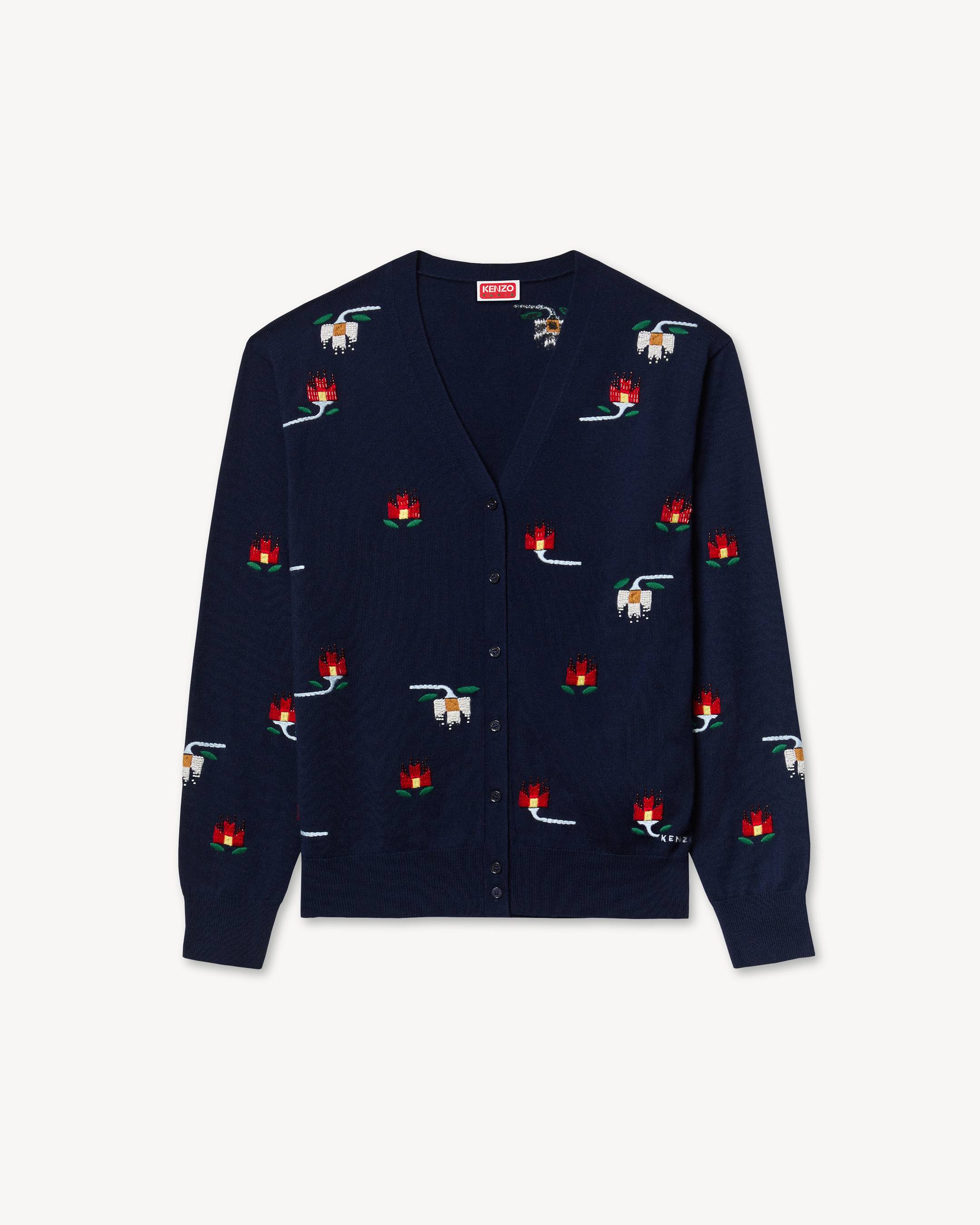 Cardigan 'KENZO Ikat Flower' en laine m&eacute;rinos