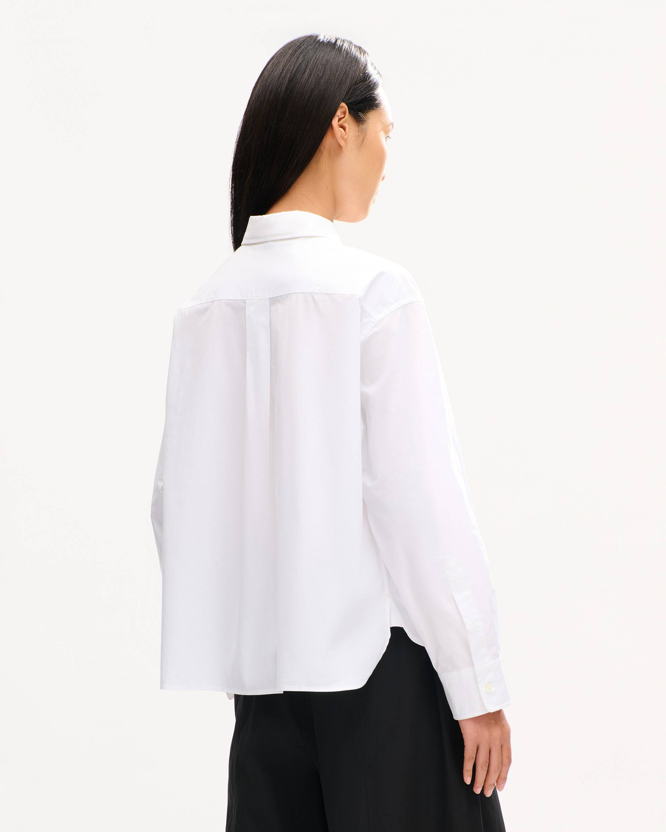 Chemise boxy &agrave; manches longues en coton