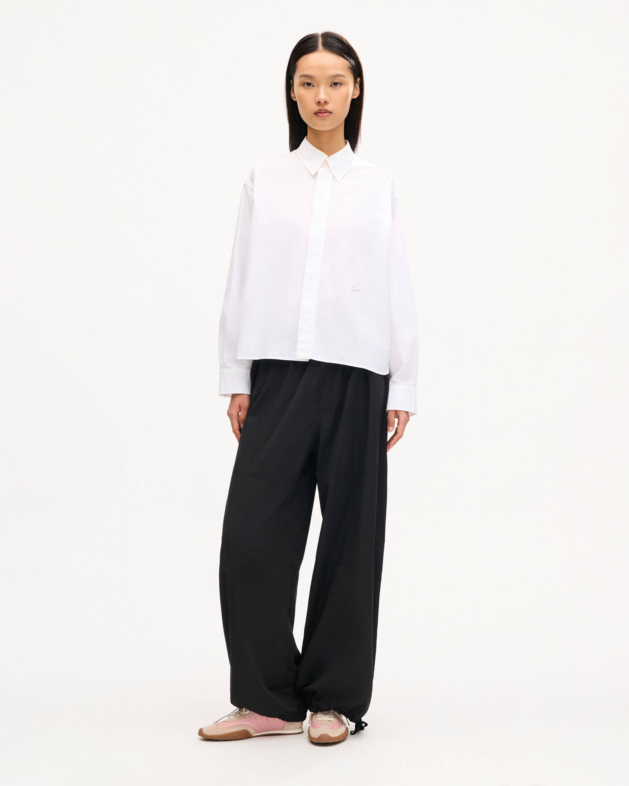 Chemise boxy &agrave; manches longues en coton