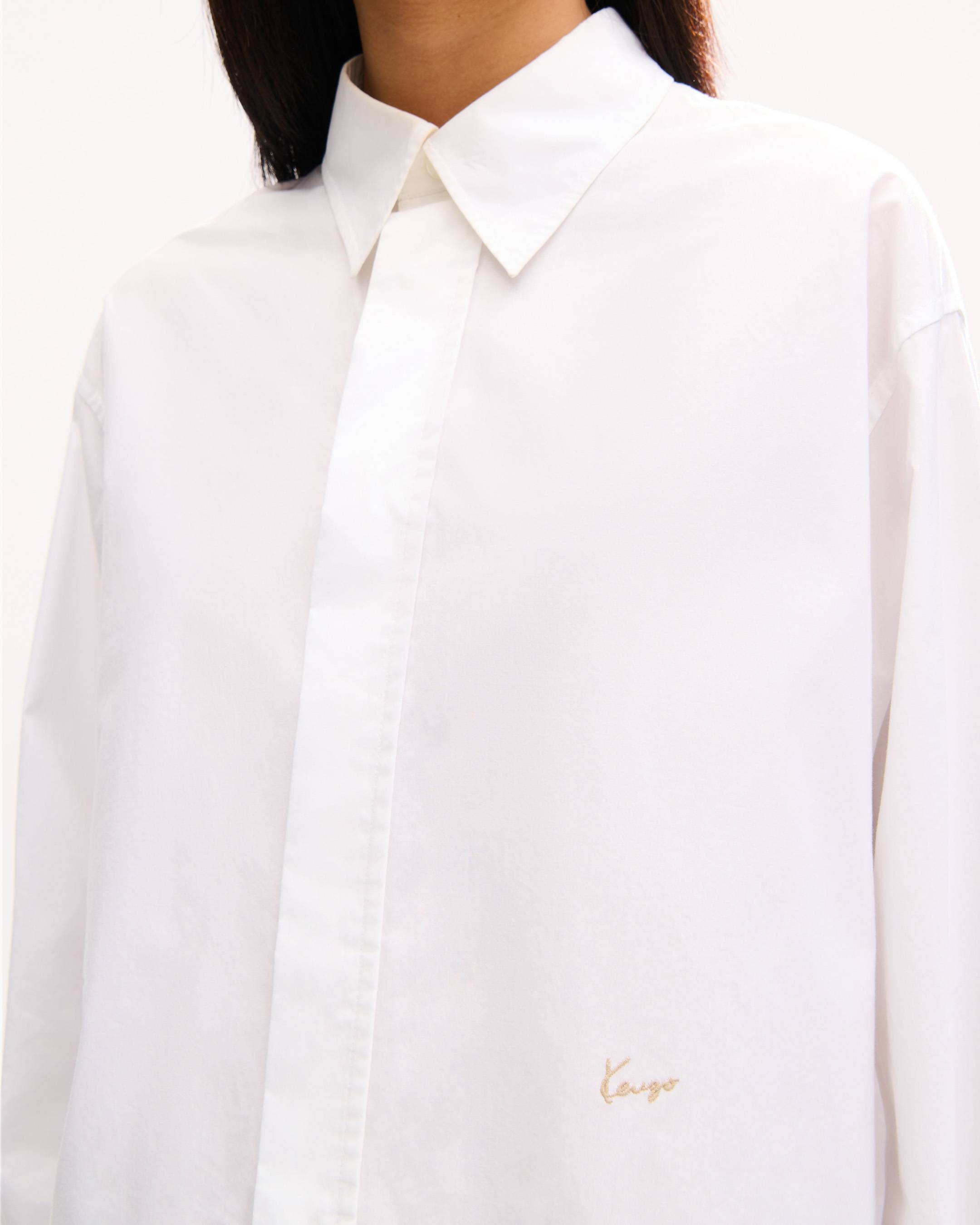 Chemise boxy &agrave; manches longues en coton