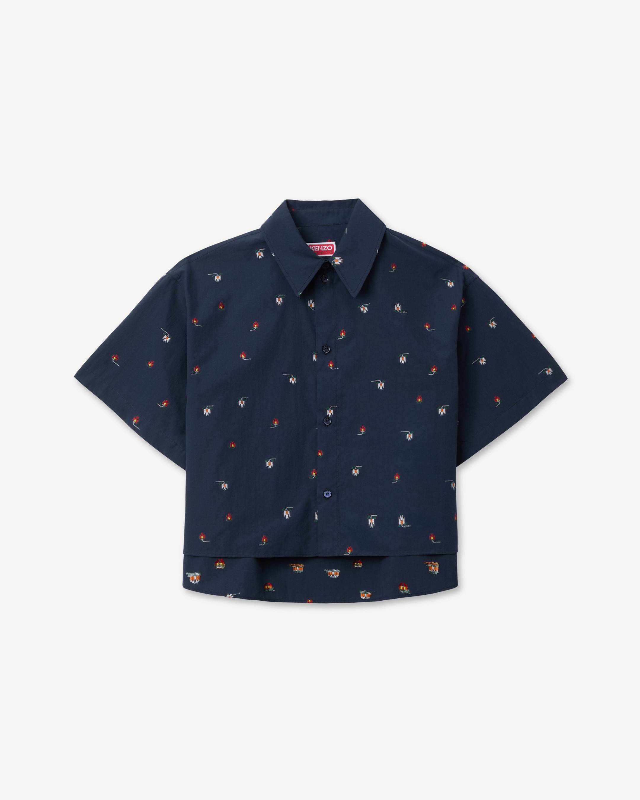 Chemise &agrave; manches courtes 'KENZO Ikat Flower' en coton
