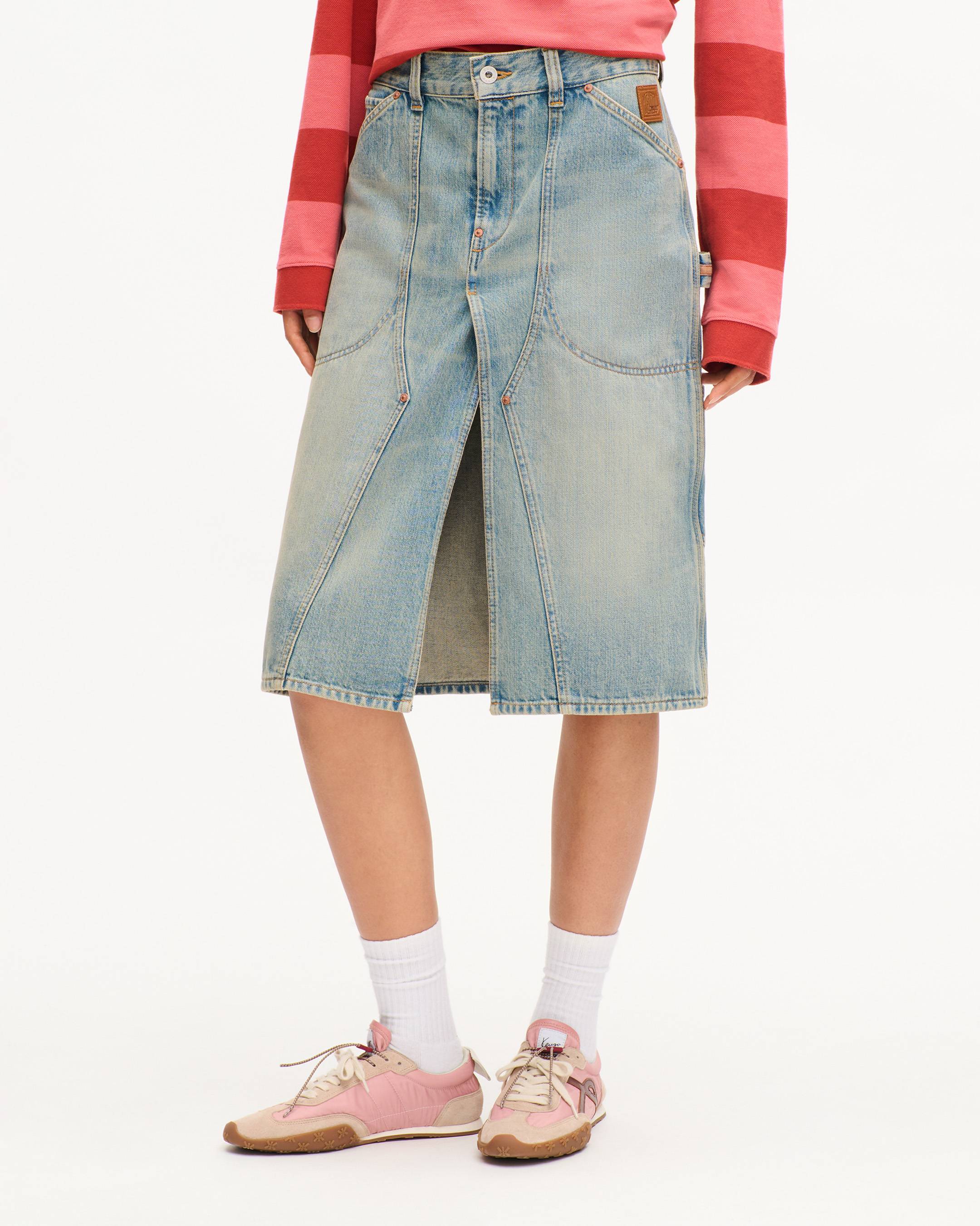 'KENZO Work And Play' knee skirt in japanese denim