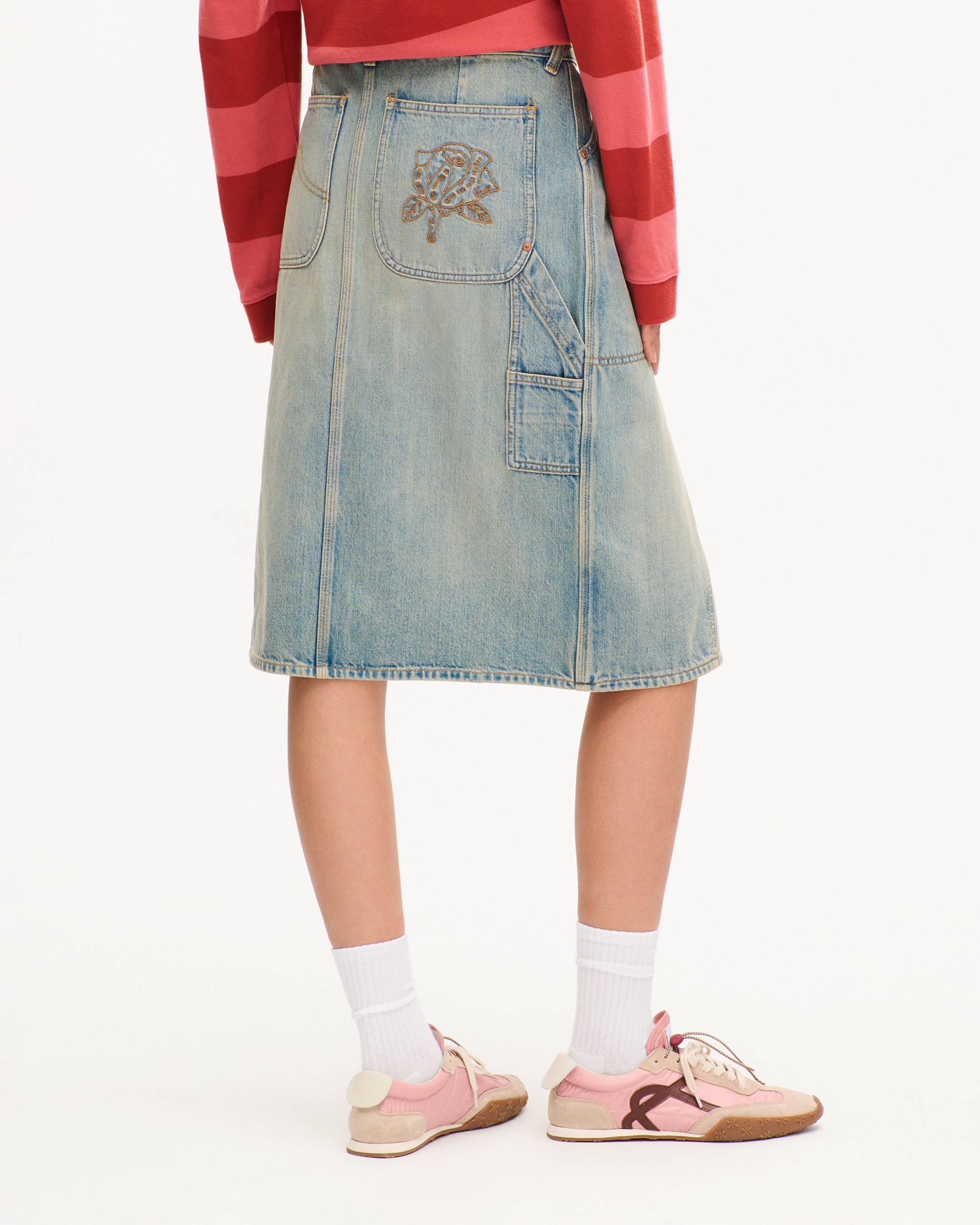 'KENZO Work And Play' knee skirt in japanese denim