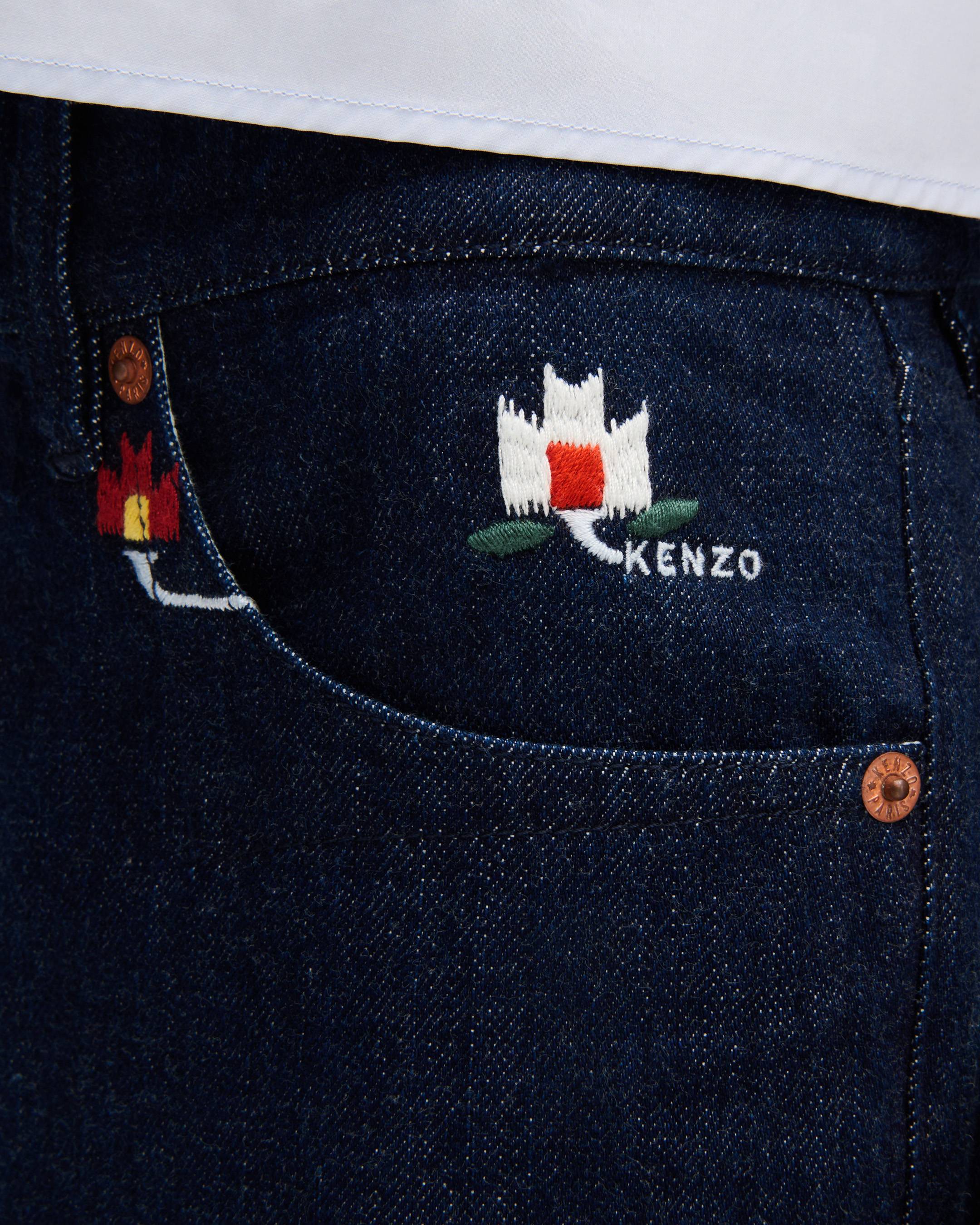 Pantaloni a zampa in denim giapponese 'KENZO Ikat Flower'