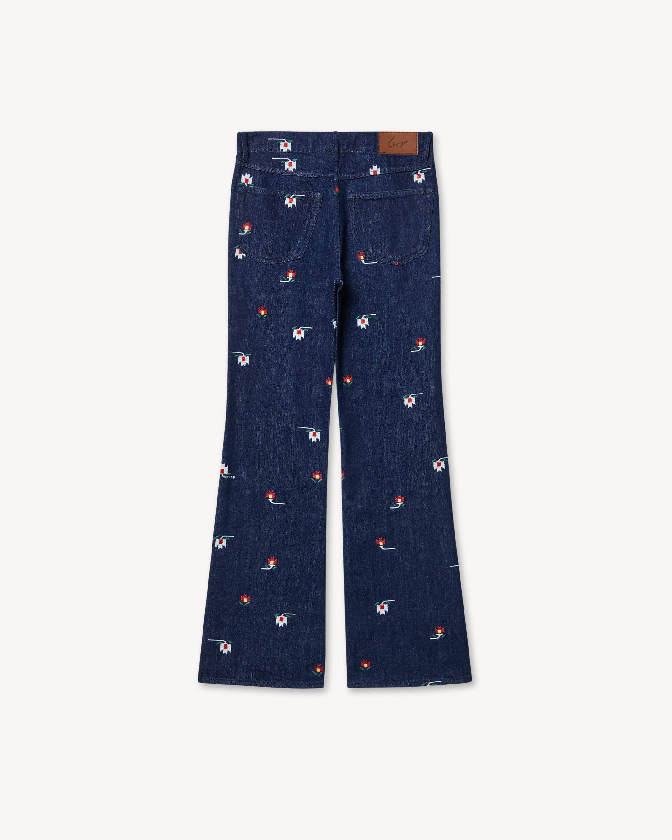 Pantaloni a zampa in denim giapponese 'KENZO Ikat Flower'