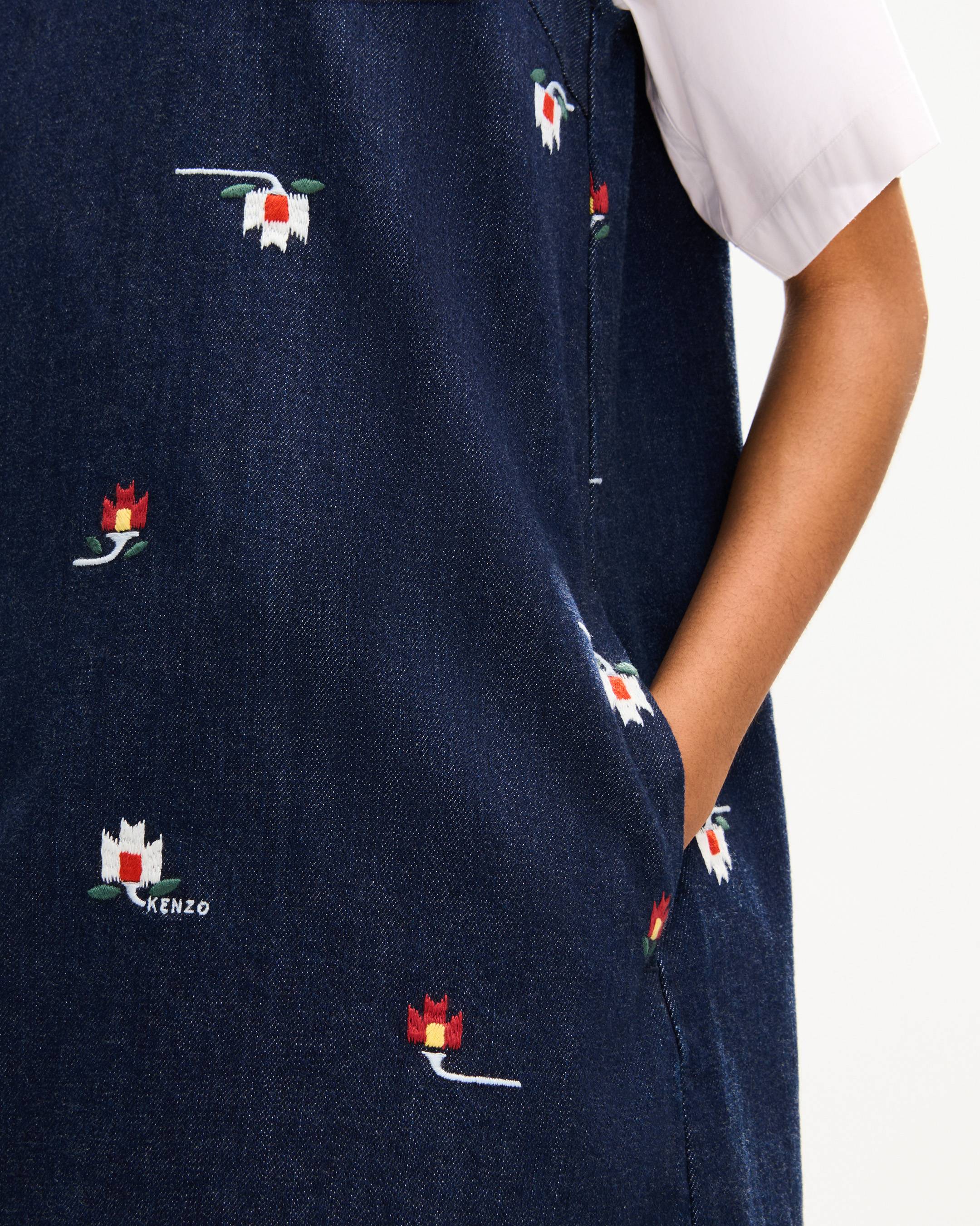 Abito senza maniche in denim giapponese 'KENZO Ikat Flower'
