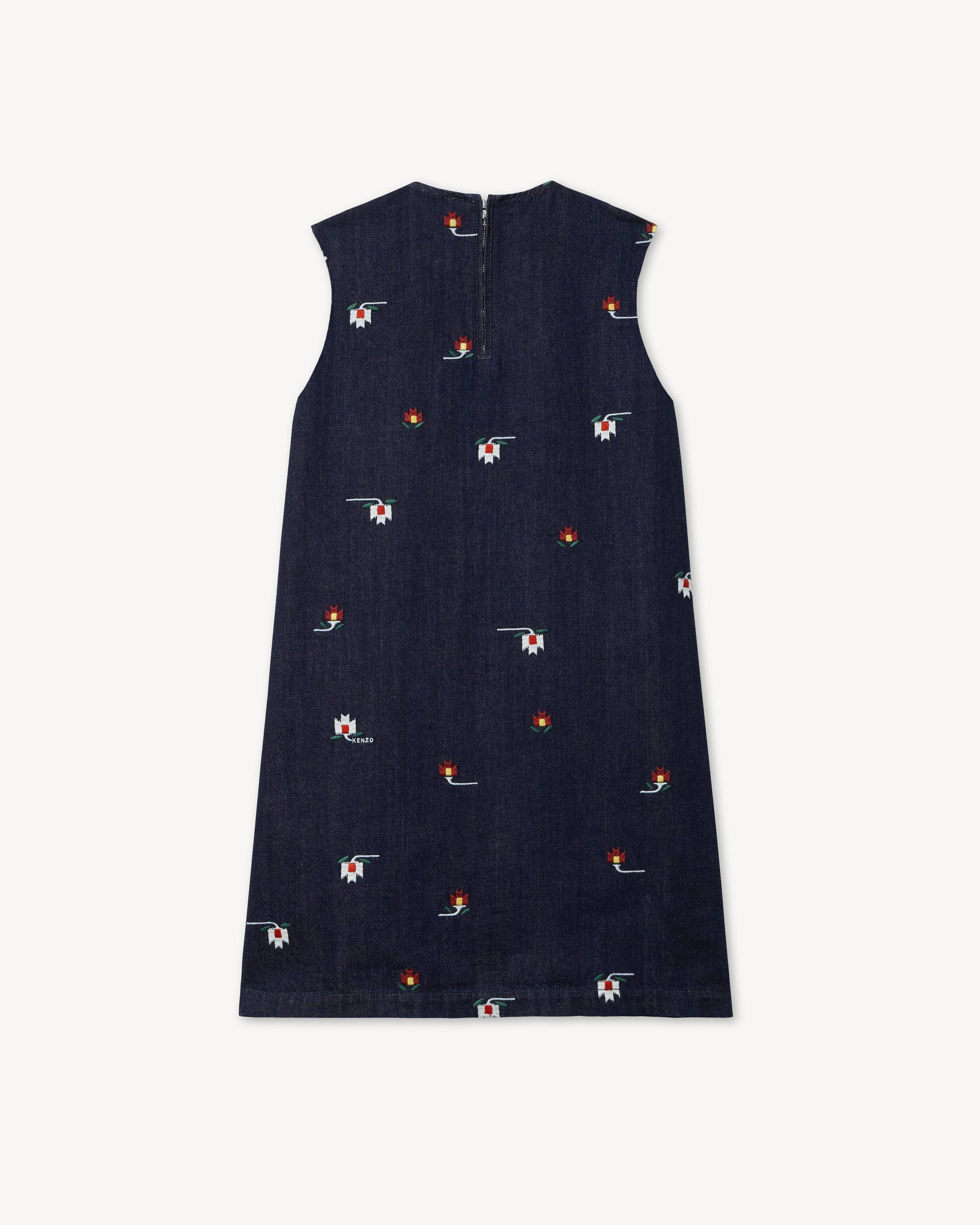 Abito senza maniche in denim giapponese 'KENZO Ikat Flower'