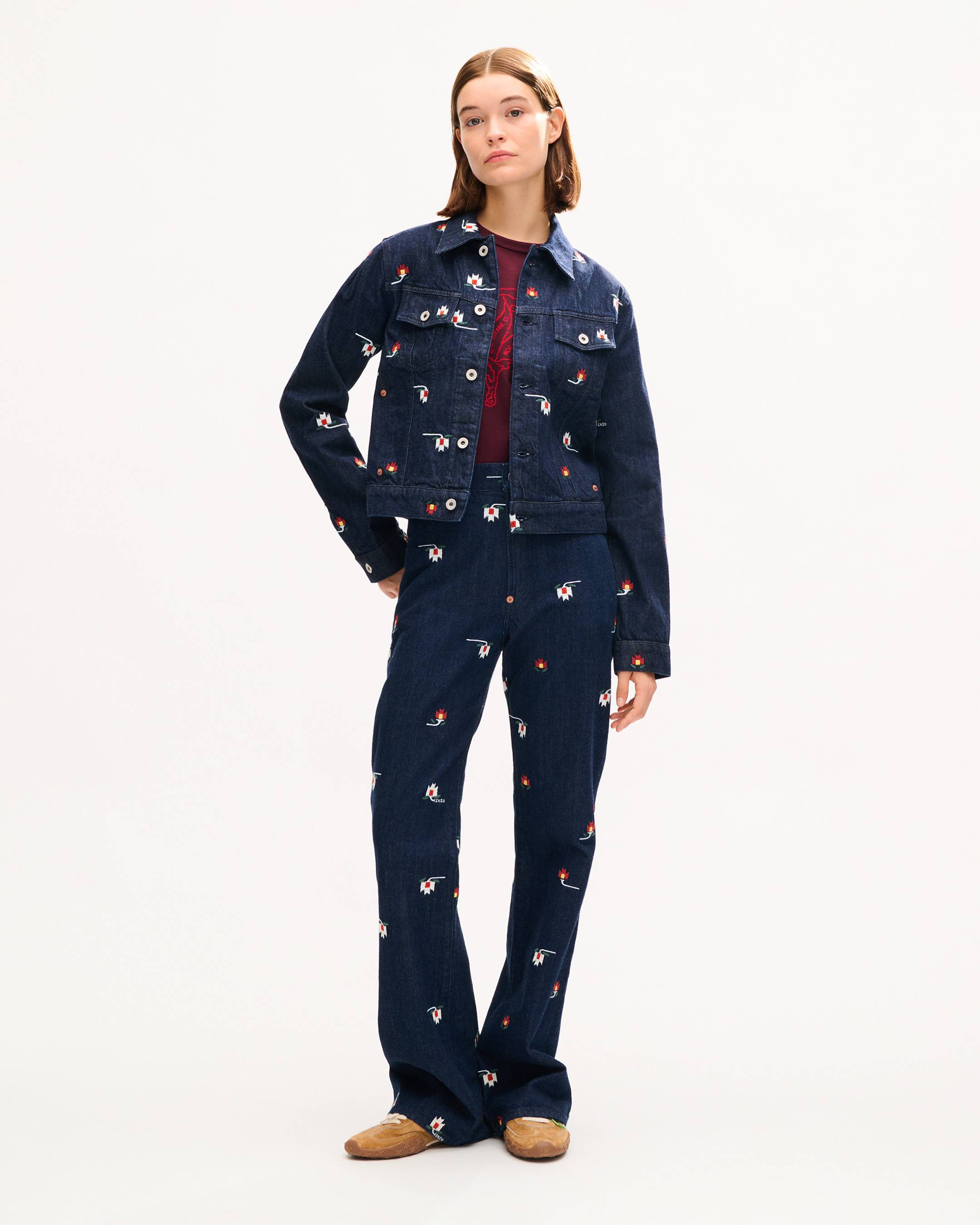 KENZO Ikat Flower' fitted trucker jacket in japanese denim
