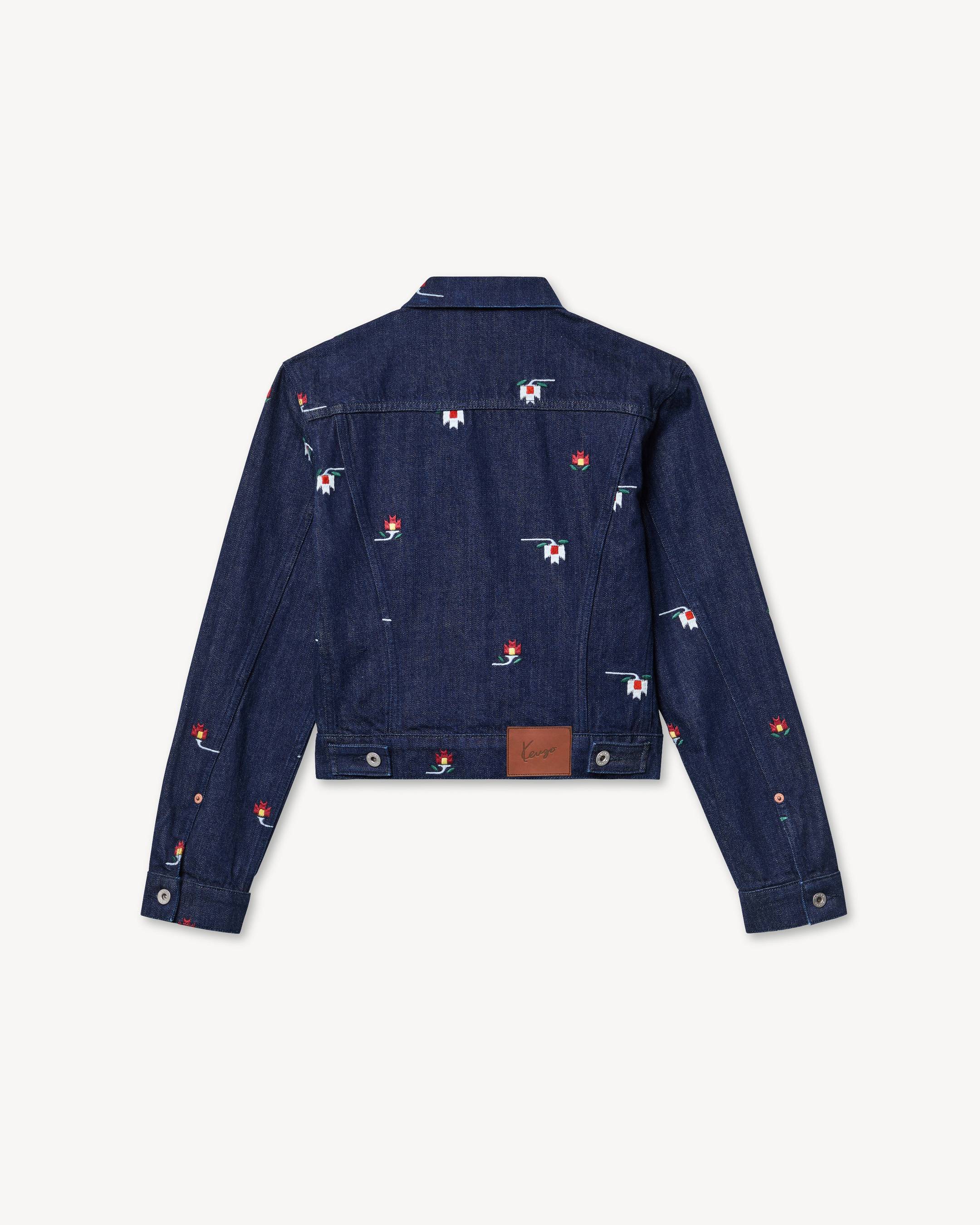 Giacca trucker aderente in denim giapponese 'KENZO Ikat Flower'