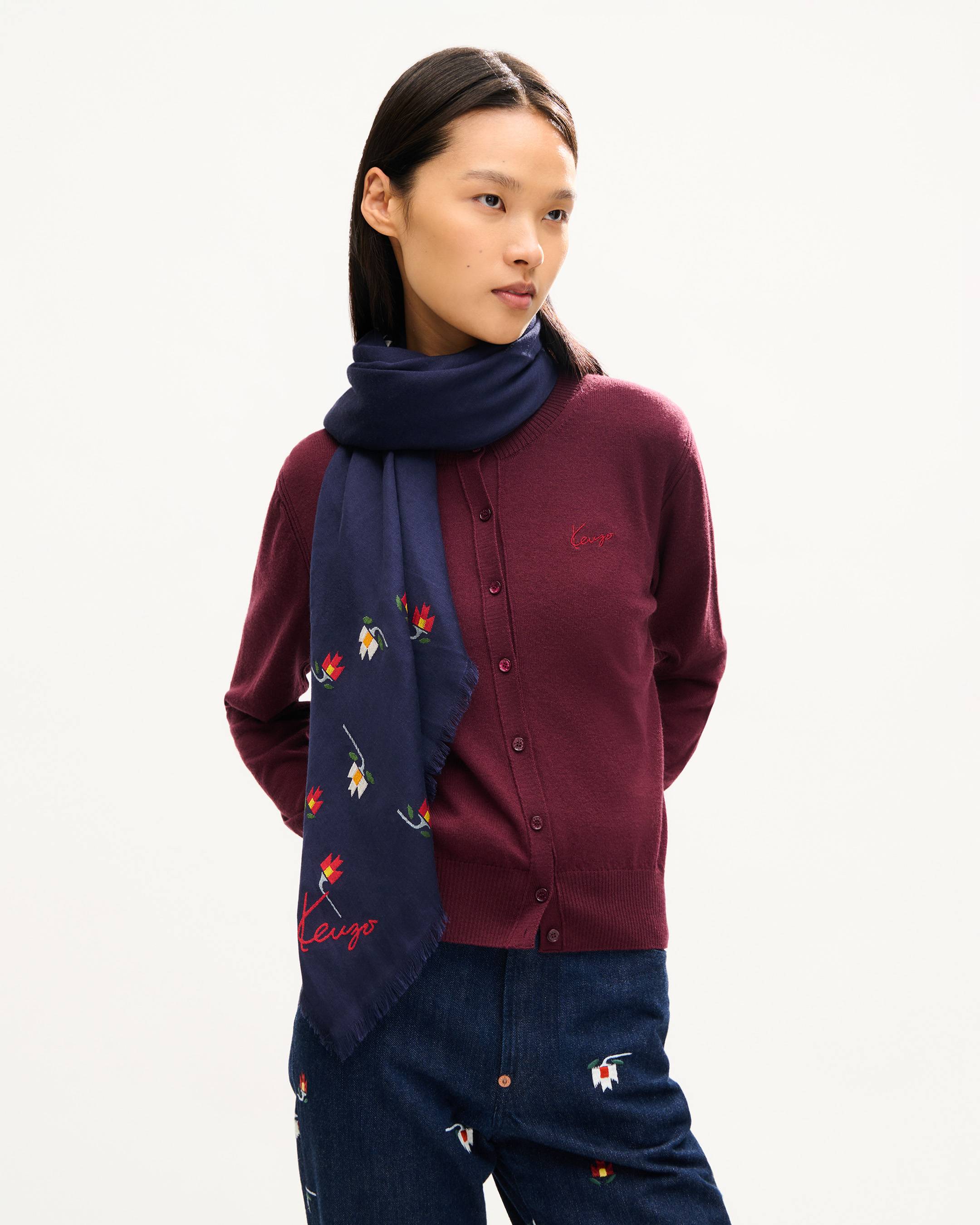 'KENZO Ikat Flower' square 120 in wool and silk