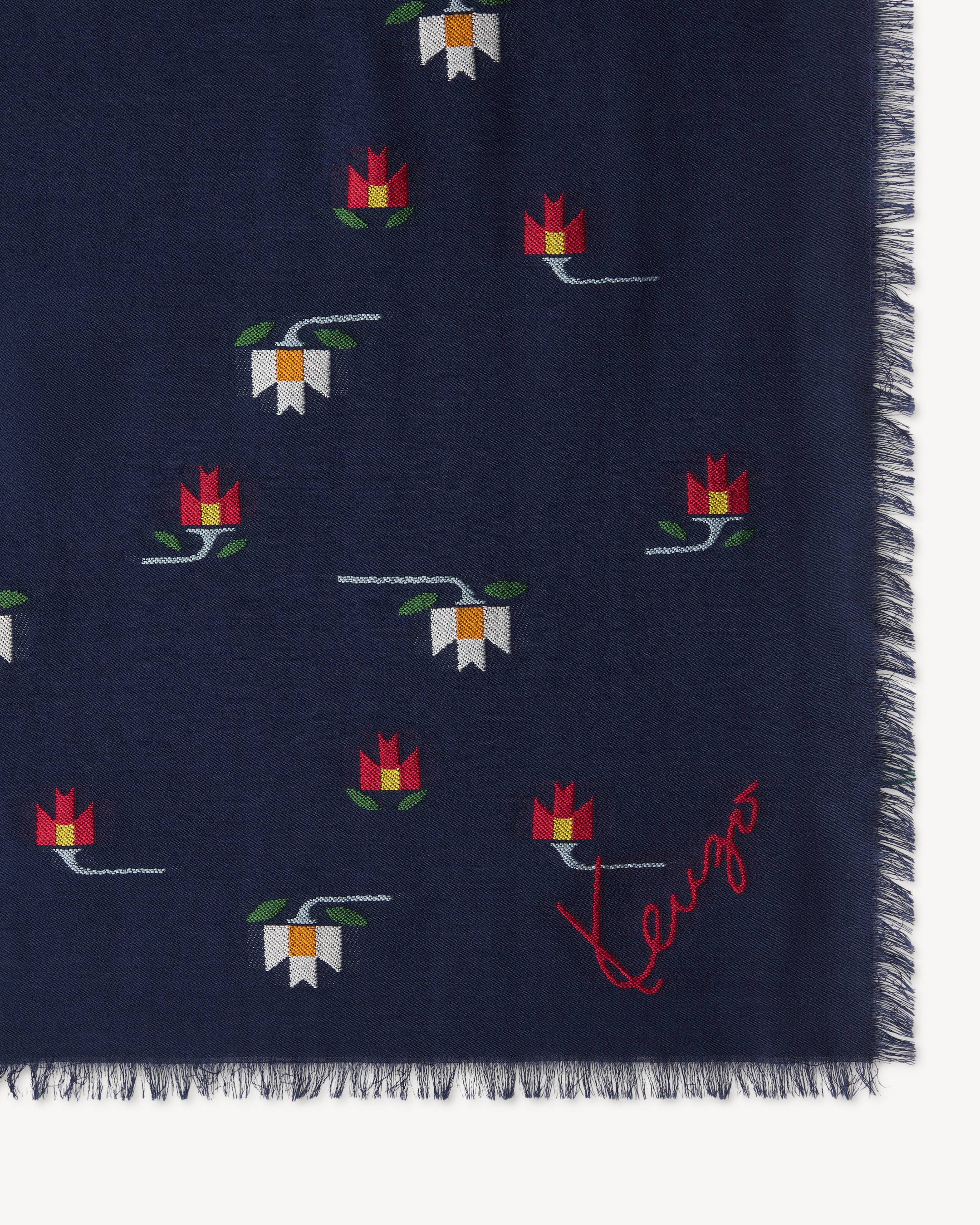'KENZO Ikat Flower' square 120 in wool and silk