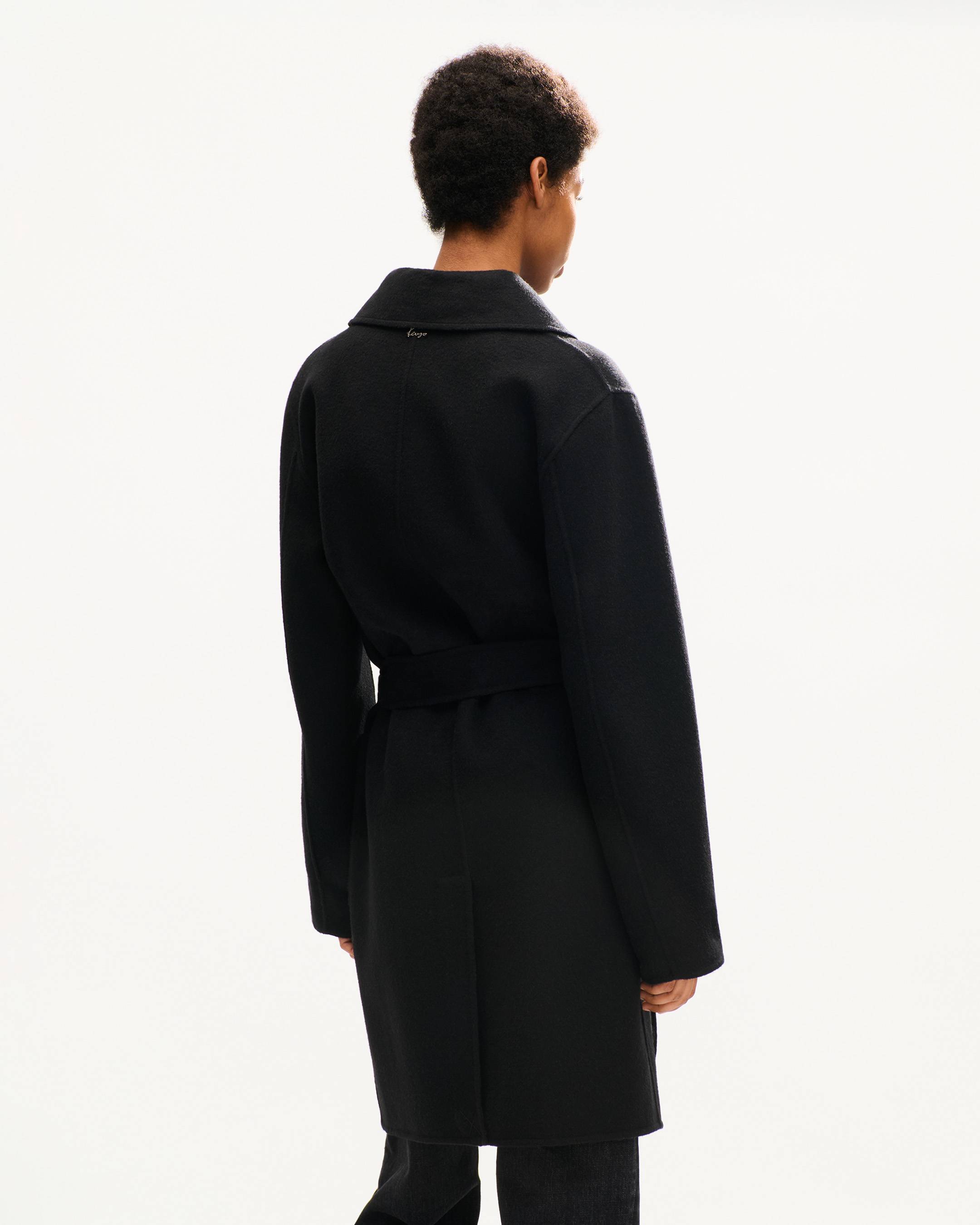 Cappotto double face con cintura in lana